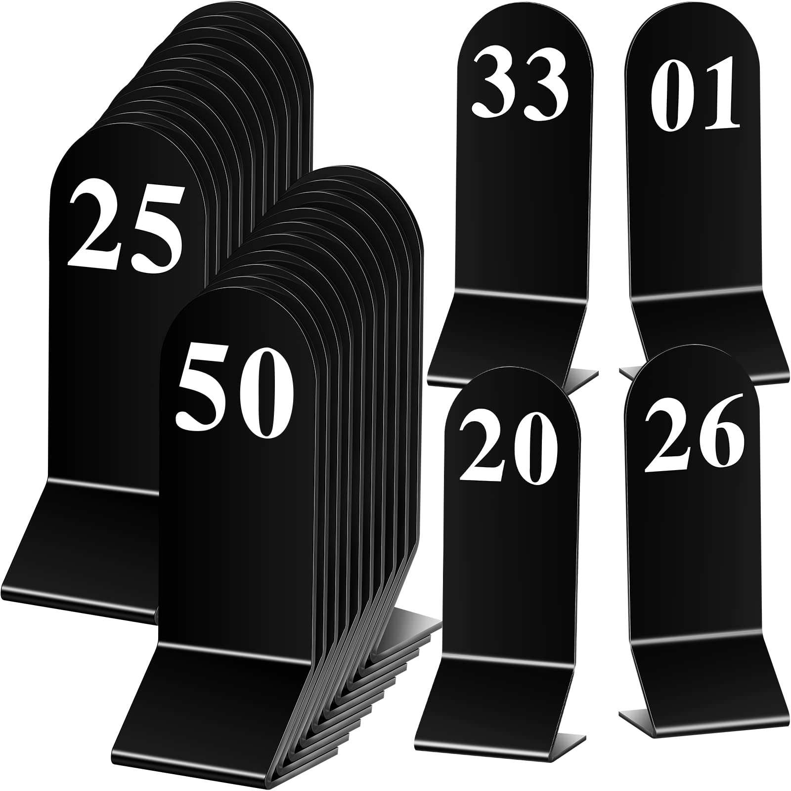 Remerry 50 Pcs Table Numbers 1-50 Acrylic Double Sided Number Cards for Restaurant Acrylic Tent Table Holders Tent Cards Wedding