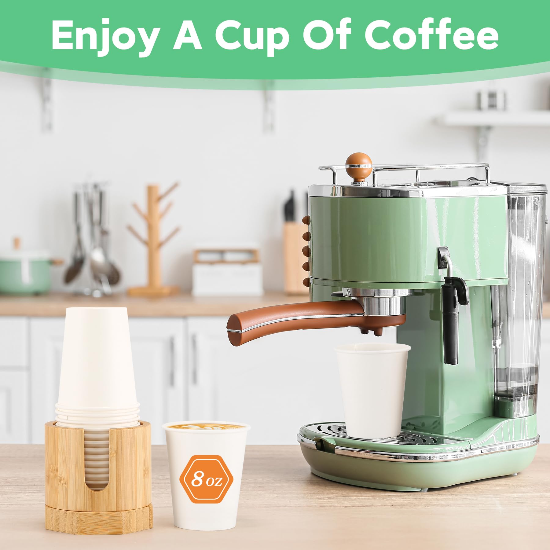 Nnewvante Cup Dispenser, 5-8Oz Bathroom Cup Holder, Bamboo Coffee Cup Dispenser For Kitchen, Dual-Purpose Paper Cup Holder & Ant