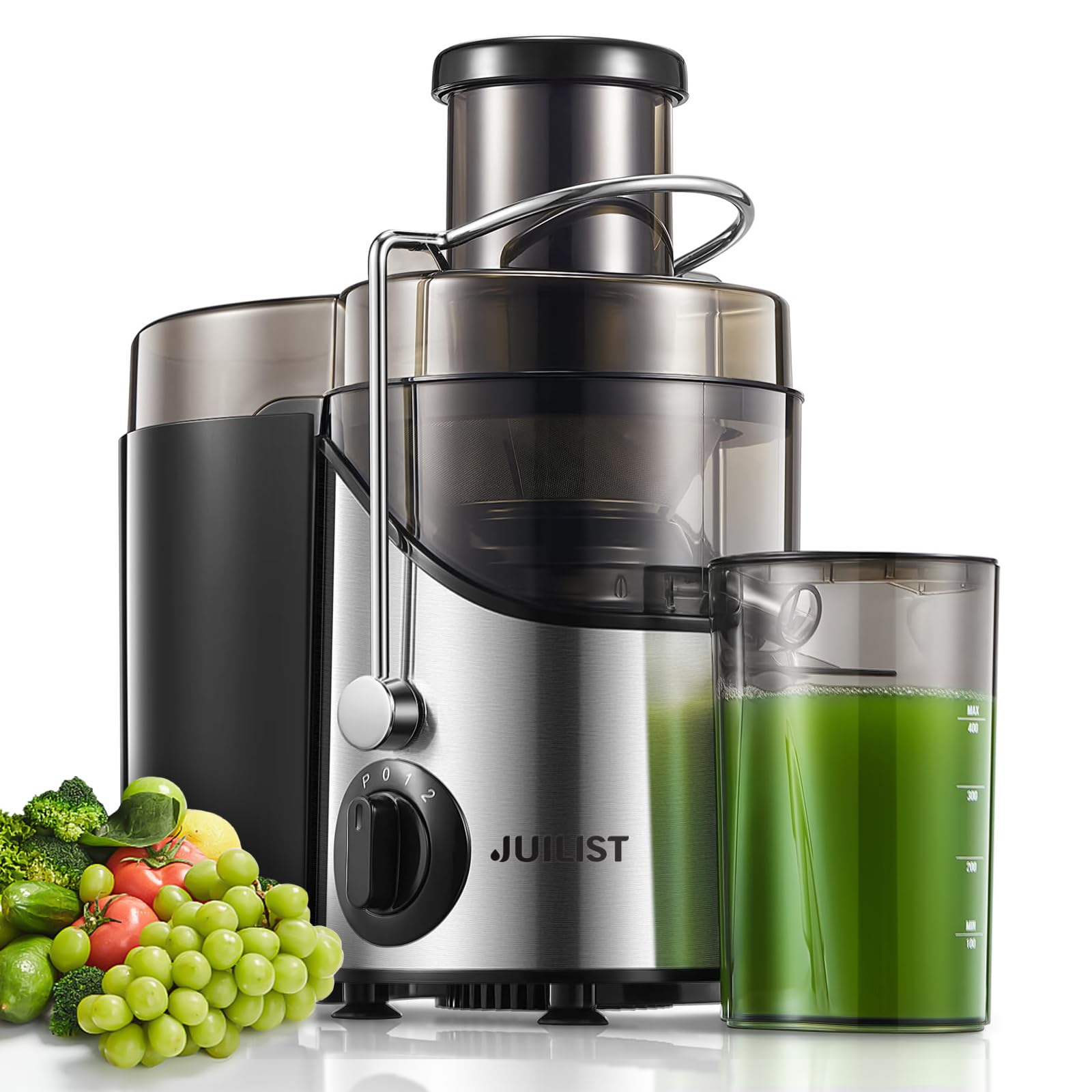 Juicer Machines, Juilist 3'' Wide Mouth Juicer Extractor Max Power 800W, For Vegetable And Fruit With 3-Speed Setting, 400W Moto