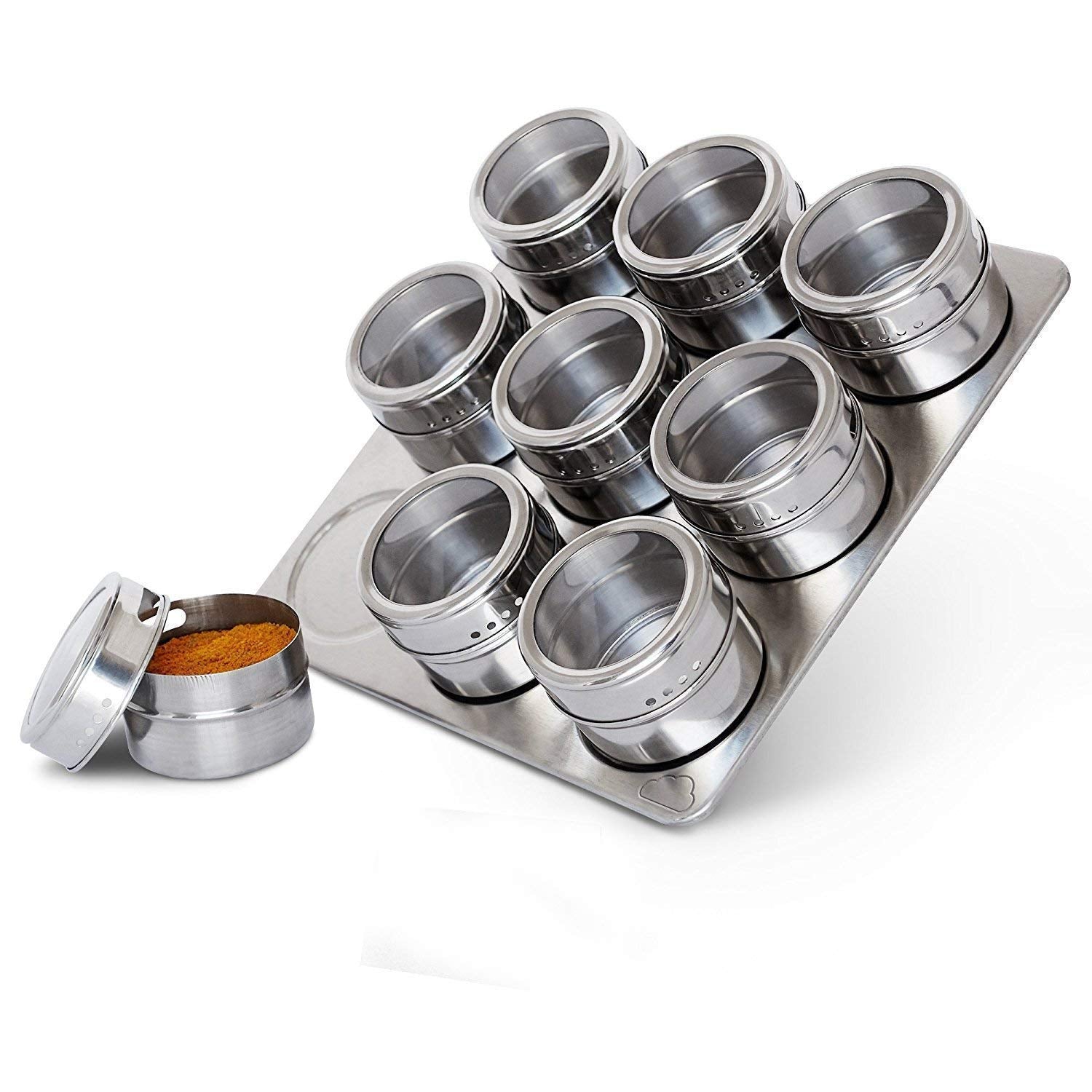 Krupanidhi MultiPurpose Magnetic Based Plate Spice Rack Round Shape Box (9 Pieces)