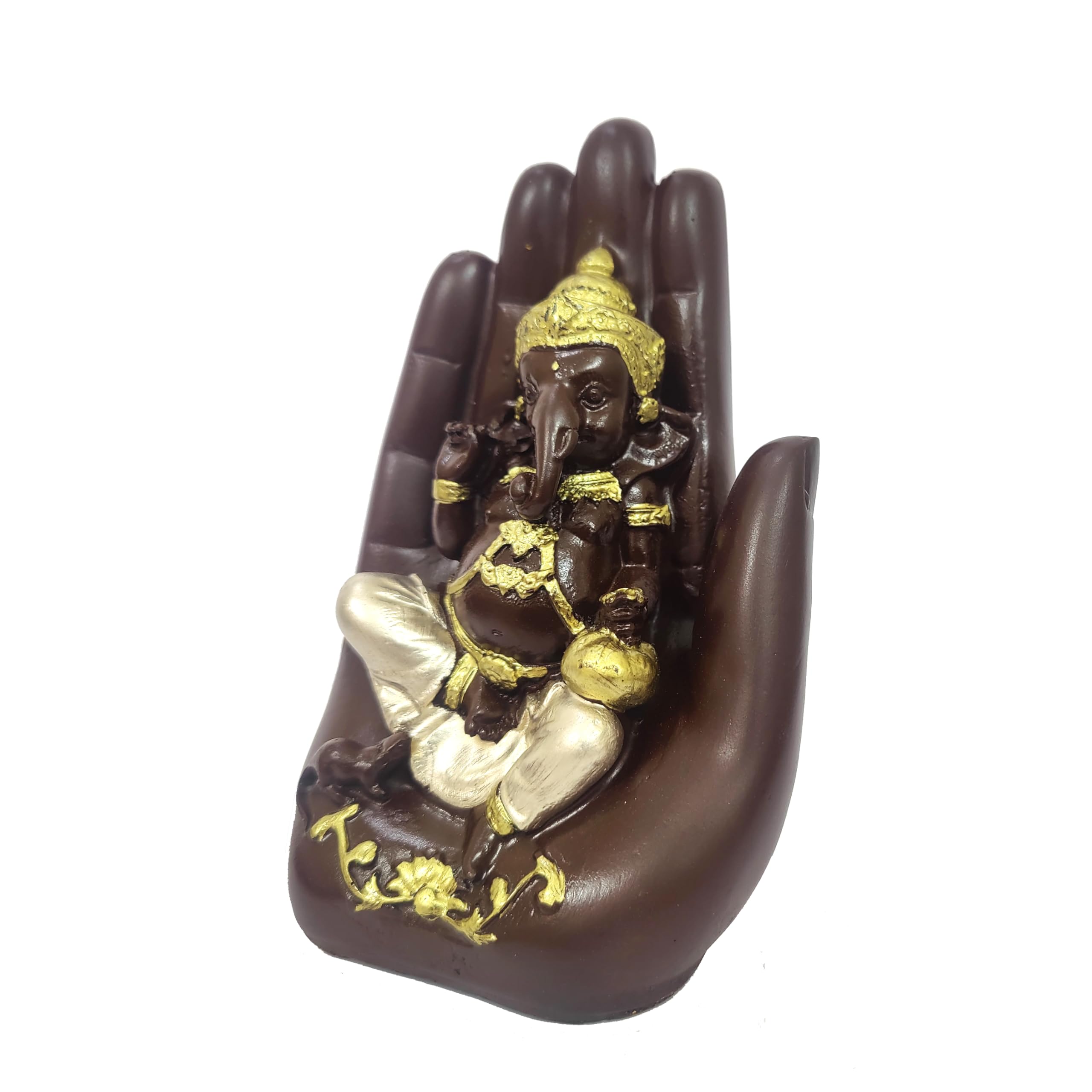 Craftam Polyresin Handcrafted Palm Ganesha Polyresin Showpiece Idol For Home Dcor