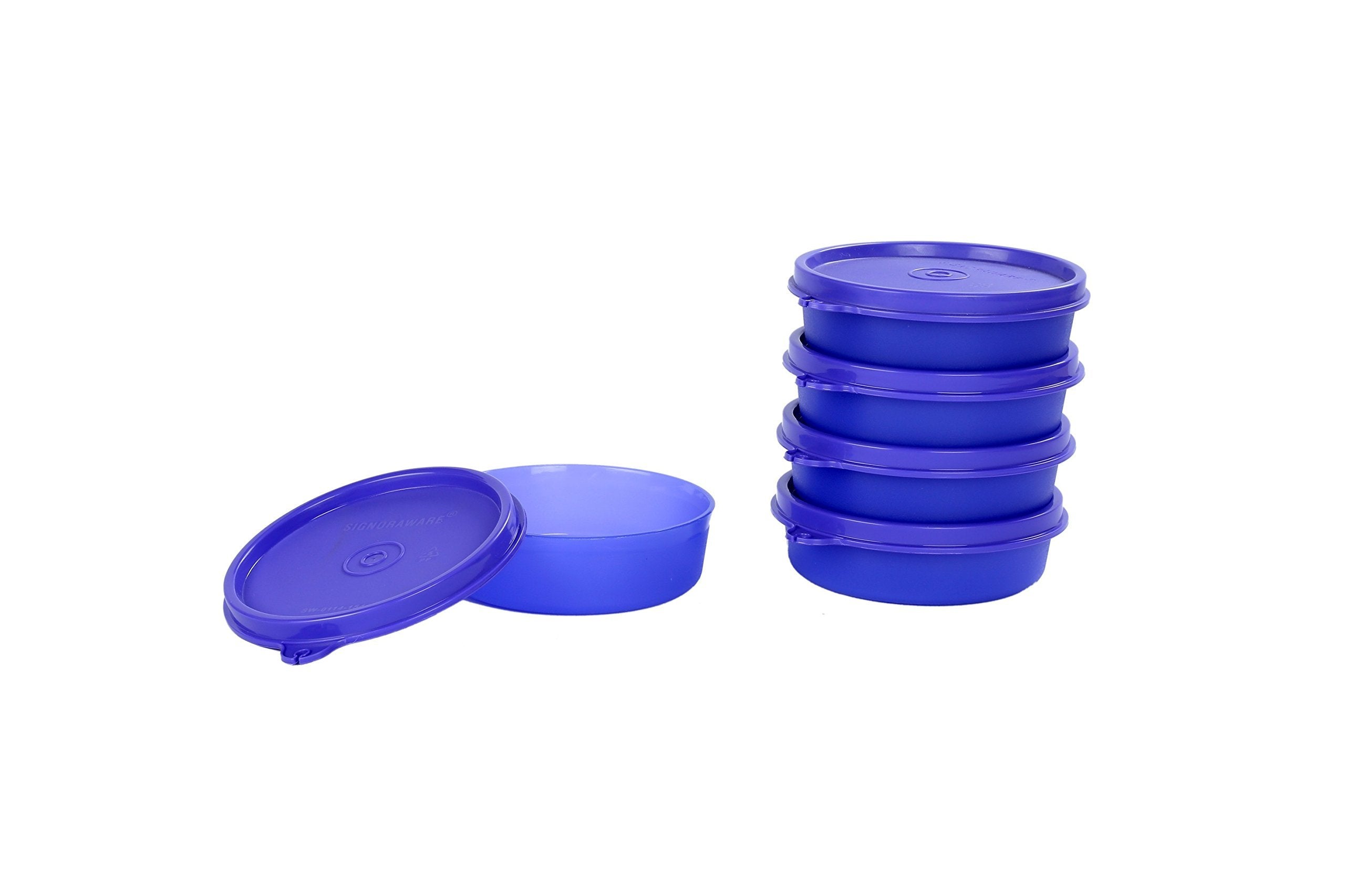 Signoraware Executive Round Small Plastic Container Set, 180Ml, Set Of 5, Deep Violet