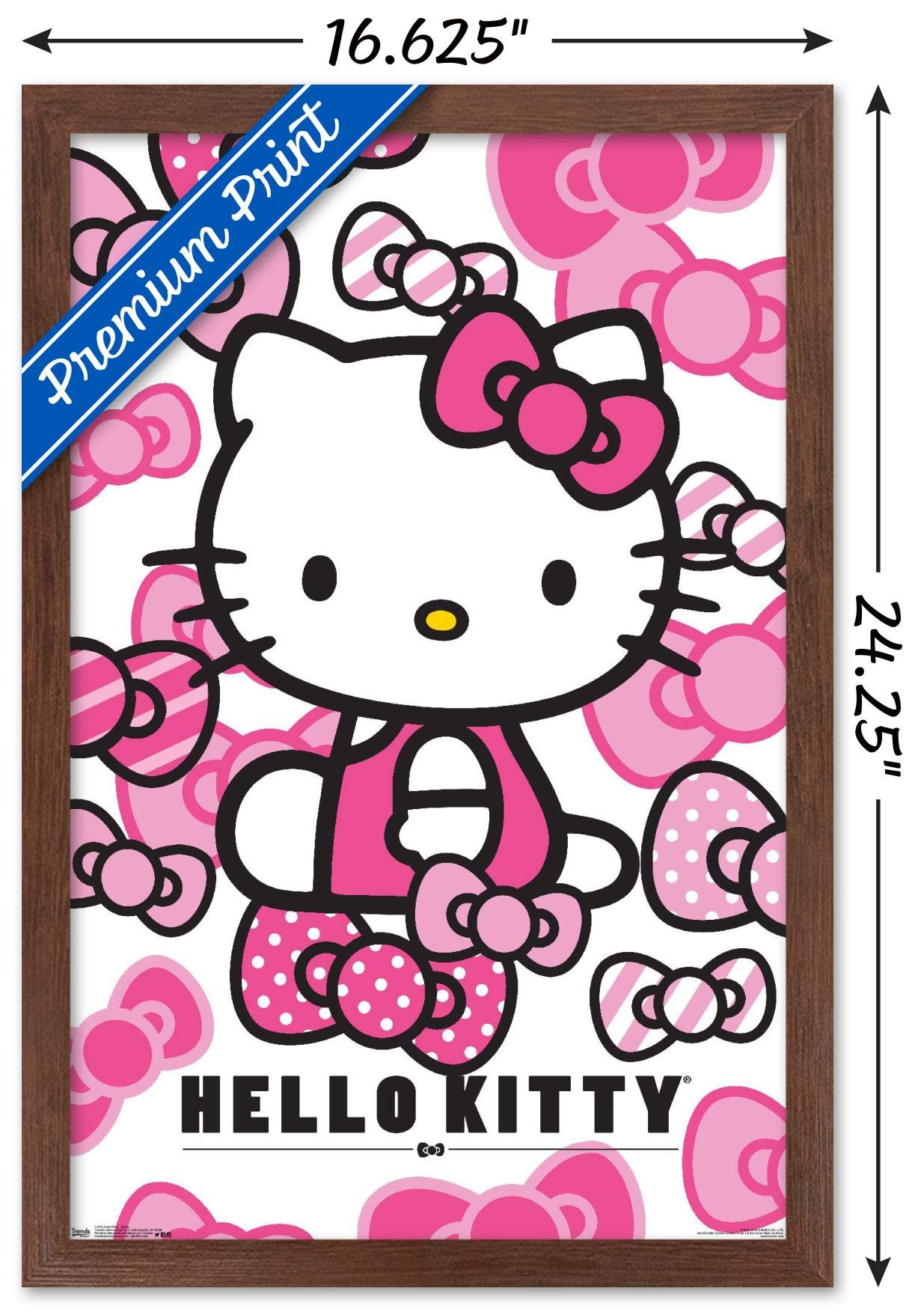 Trends International Hello Kitty - Bows Wall Poster, 14.725'' X 22.375'', Mahogany Framed Version