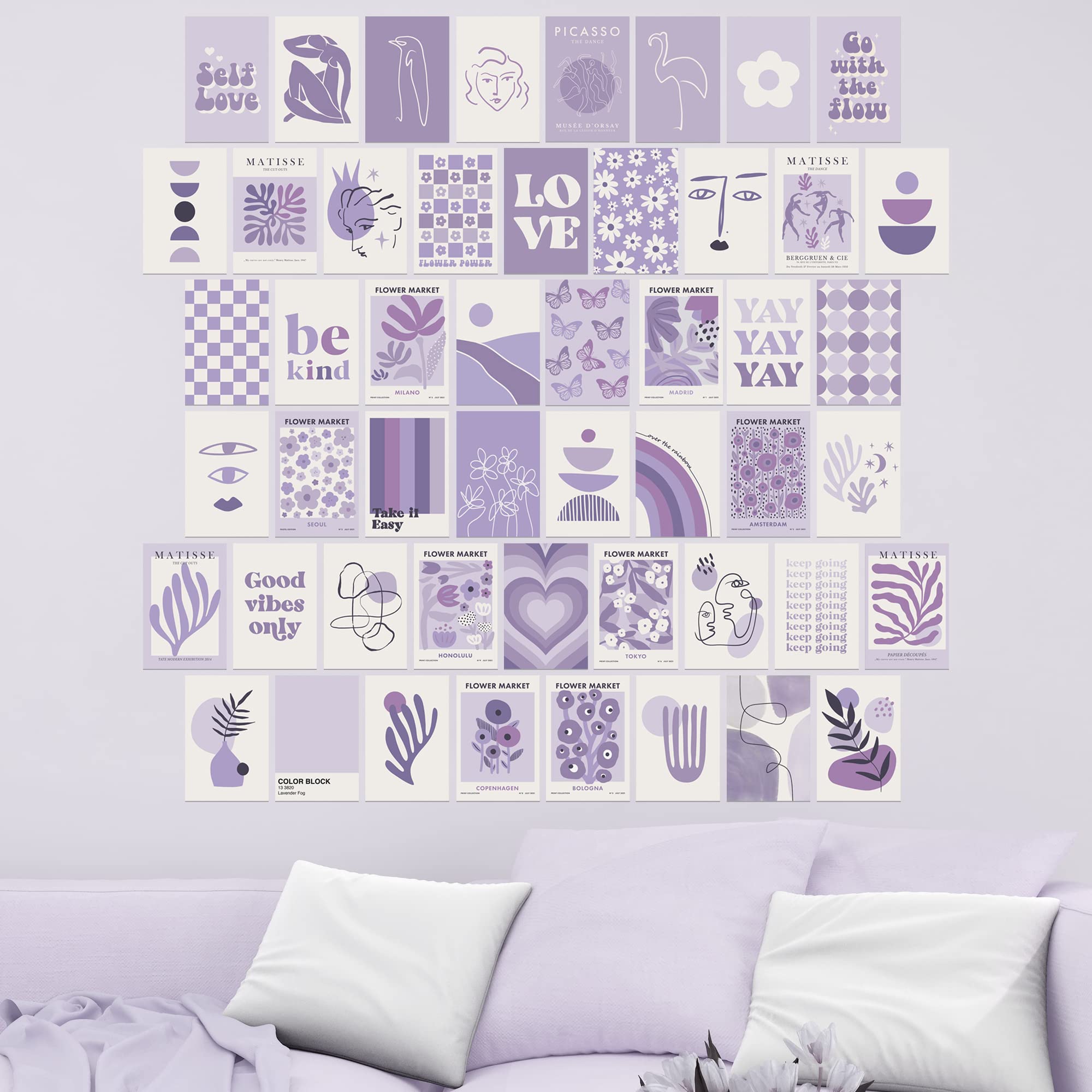 Purple Room Decor Aesthetic, Lavender Wall Collage Kit Posters For Room Aesthetic Posters Prints, Purple Aesthetic Dorm Room Dec
