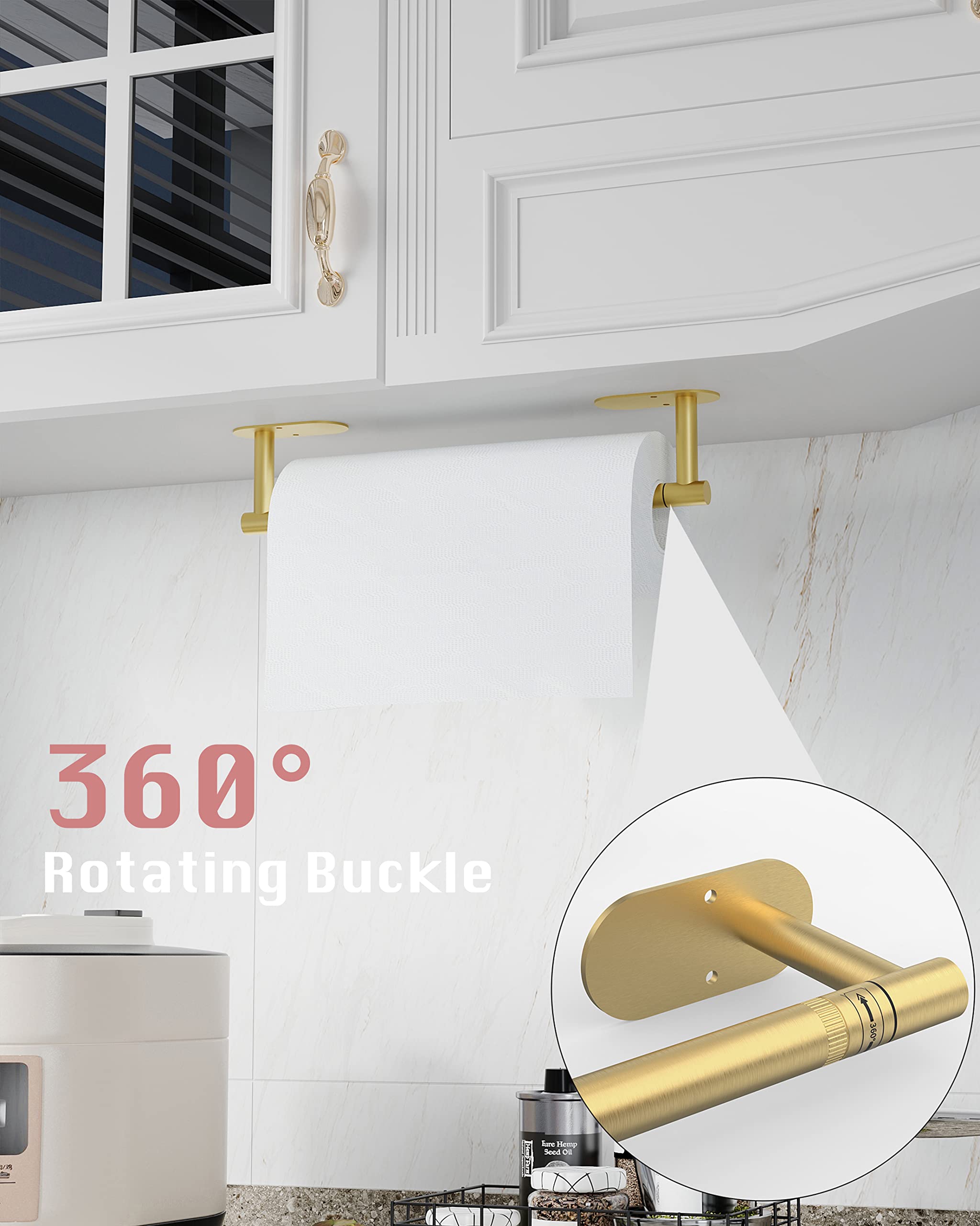 Wzkaly Paper Towel Holder Under Cabinet, Self Adhesive Or Wall Mounted Sus304 Stainless Steel Paper Towel Holder For Kitchen, Fa