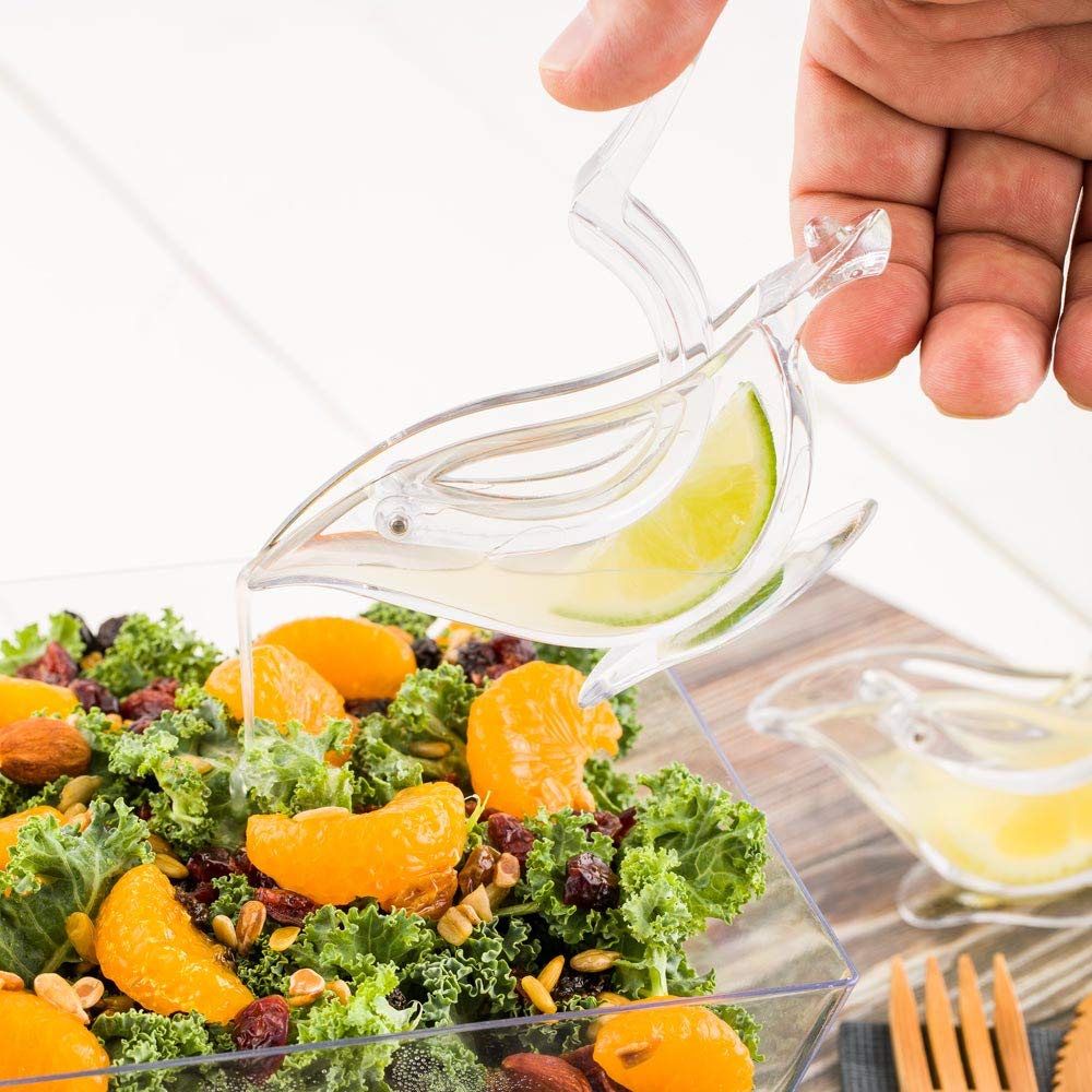 Restaurantware 2 Ounce Manual Lemon Squeezer 1 Handheld Lime Wedge Juicer - With Handle No Seeds Clear Plastic Citrus Squeezer P