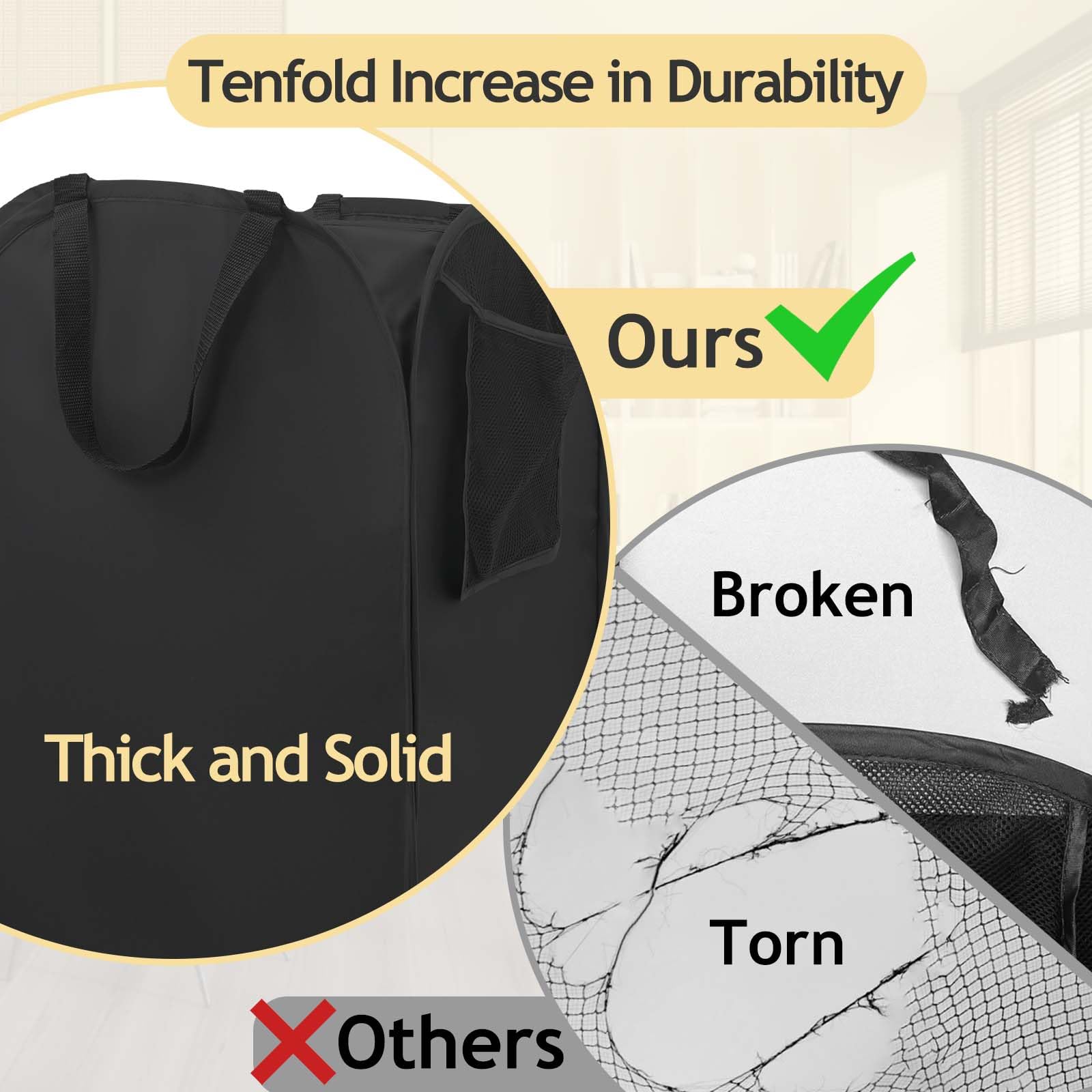 2024 Upgraded Oxford Pop-Up Laundry Hamper 2 Pack, 70L(18.5 Gal) Laundry Basket With Durable Handles Solid Bottom High Carbon St