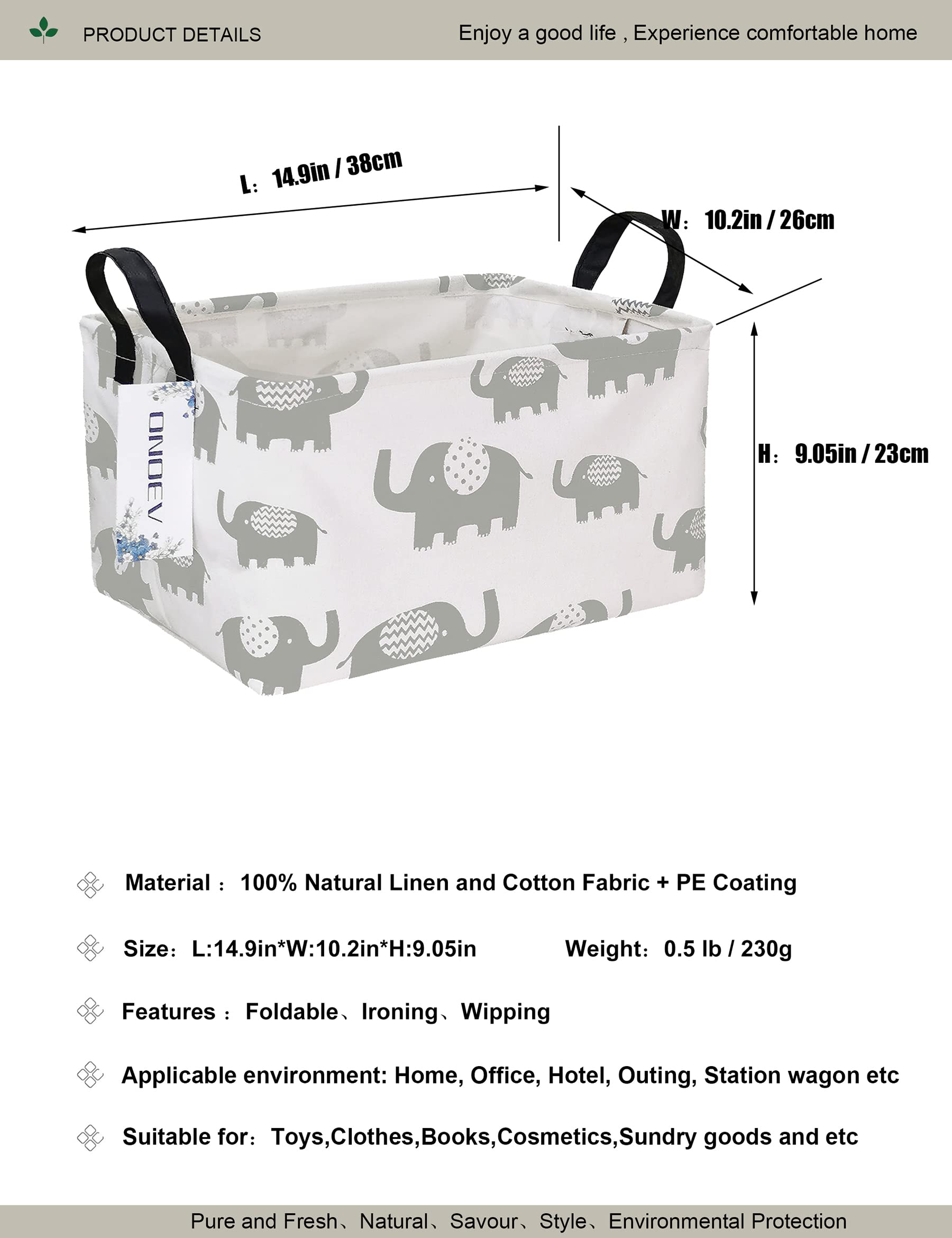 Onoev Rectangular Folding Laundry Basket, Waterproof Canvas Basket,Gift Basket,Suitable For Children'S Room,Office,Clothes,Toys