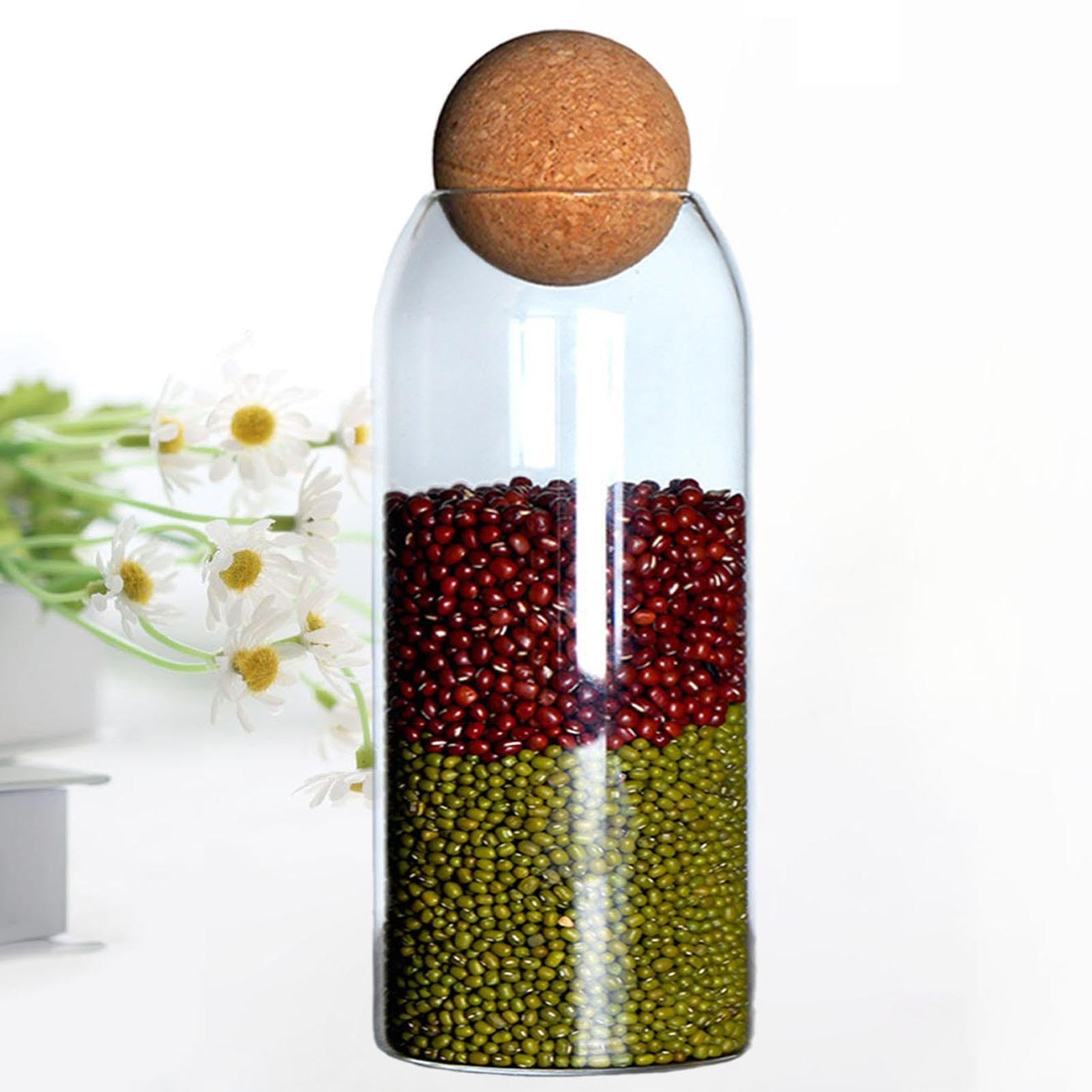Trendivibe Glass Storage Container Pantry Food Storage Jar For Oats Cereal Coffee Beans S 1000Ml