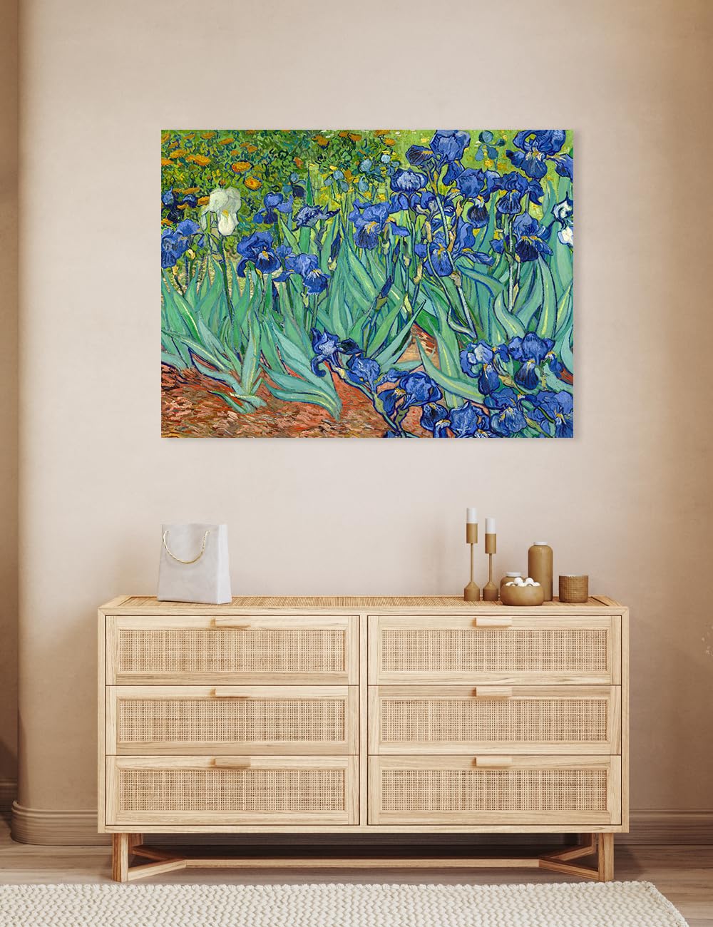 Decorarts - Irises In The Garden, Vincent Van Gogh Reproductions. Oversize Giclee Canvas Print Wall Art For Home Wall Decor. 40X