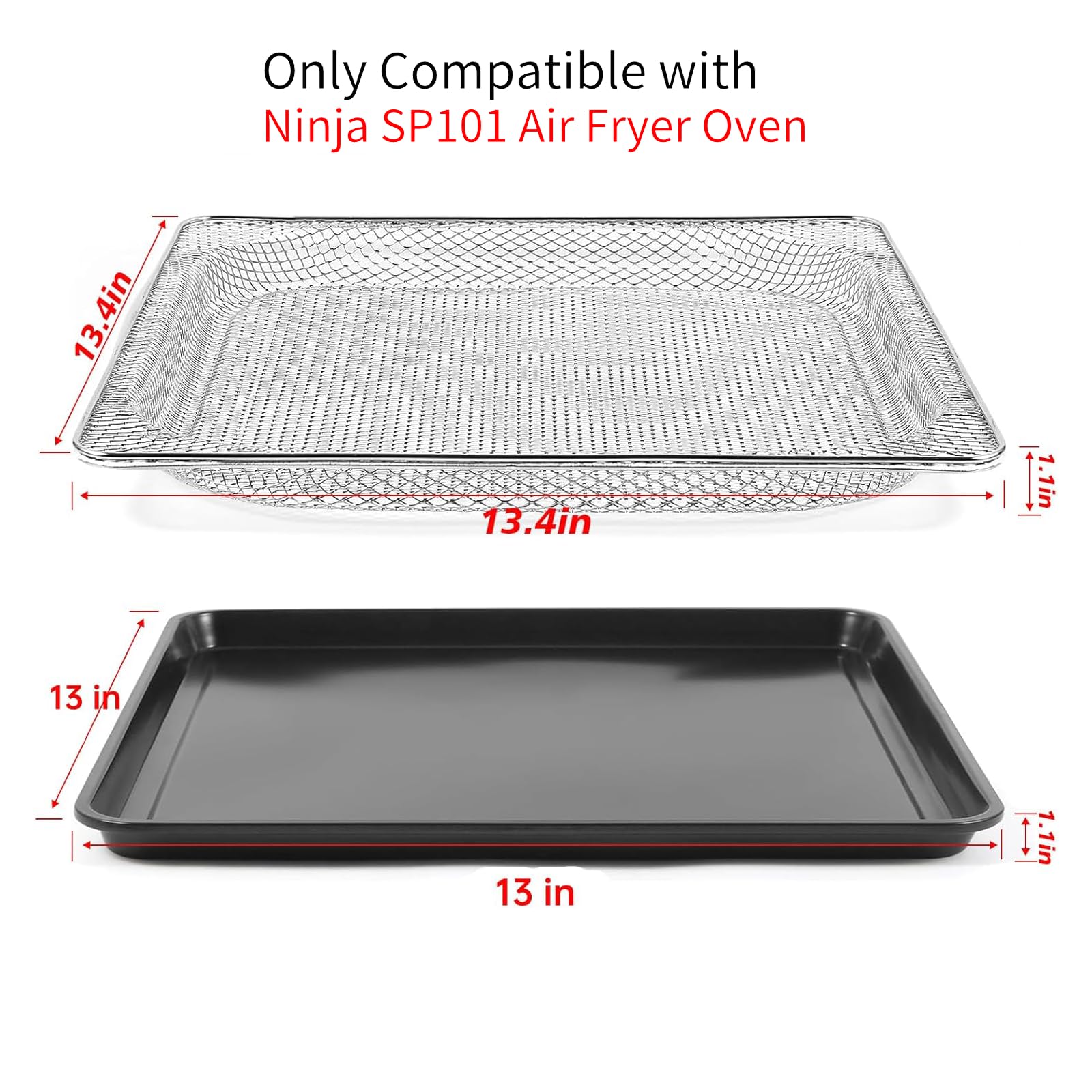 Brikinte Replacement Baking Pan for Ninja Foodi SP101, 12in Stainless Steel Mesh Basket & Non-stick Tray
