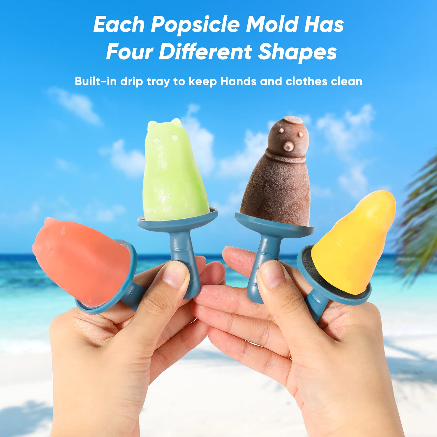 Popsicle Mold Set 4 Pieces Homemade Silicone Popsicle Maker Easy Release Ice Cream Molds Reusable Diy Pop Molds (Ice World, Gree