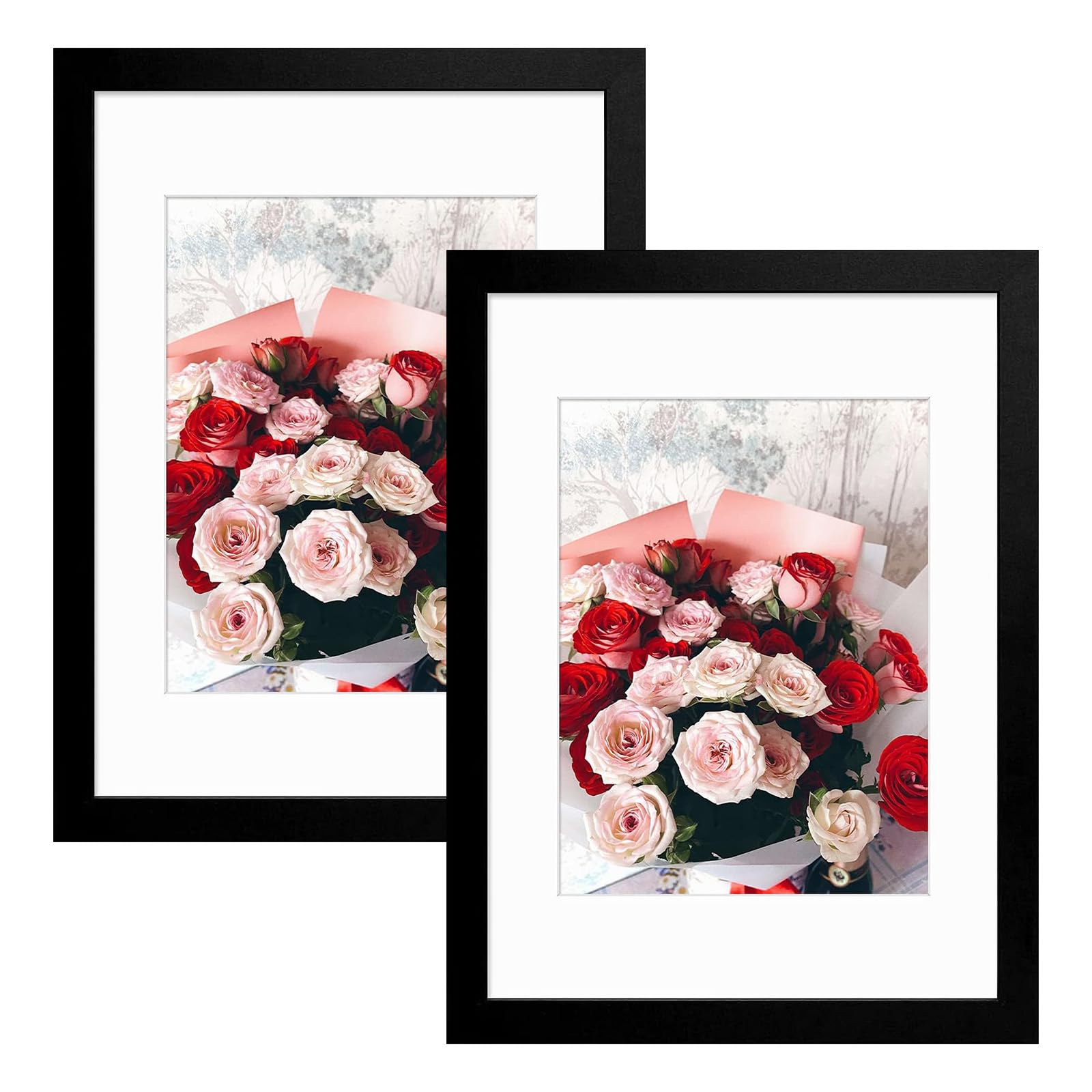 Golden State Art, 12x16 Frame Black Set of 2, Matted to 8.5x11 Picture or 12 by 16 inch Without Mat (Black)