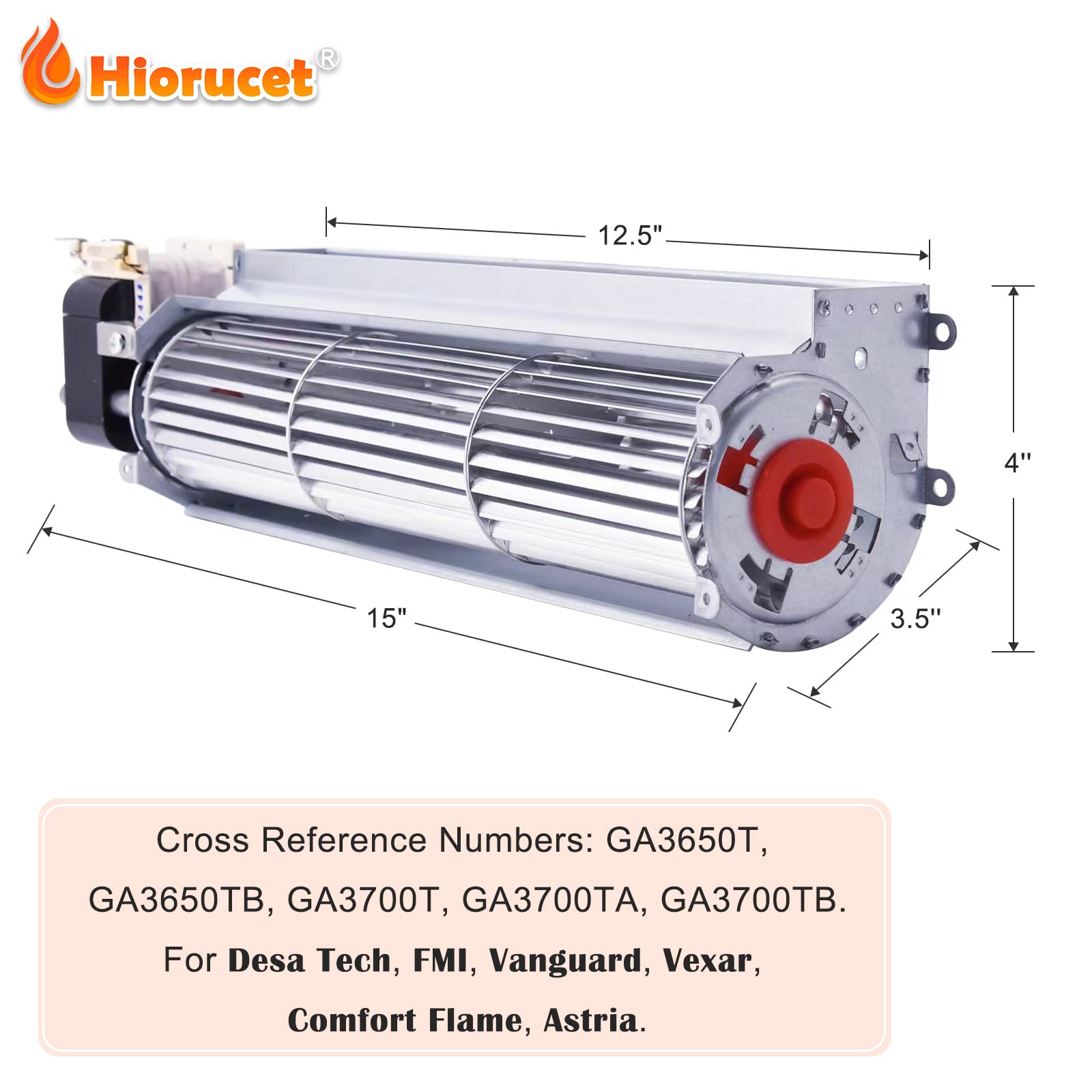 Hiorucet BK BKT GA3650T GA3650TB GA3700T GA3700TA Fireplace Blower Fan Kit for Desa Tech, FMI, Vanguard, Vexar, Comfort Flame, A