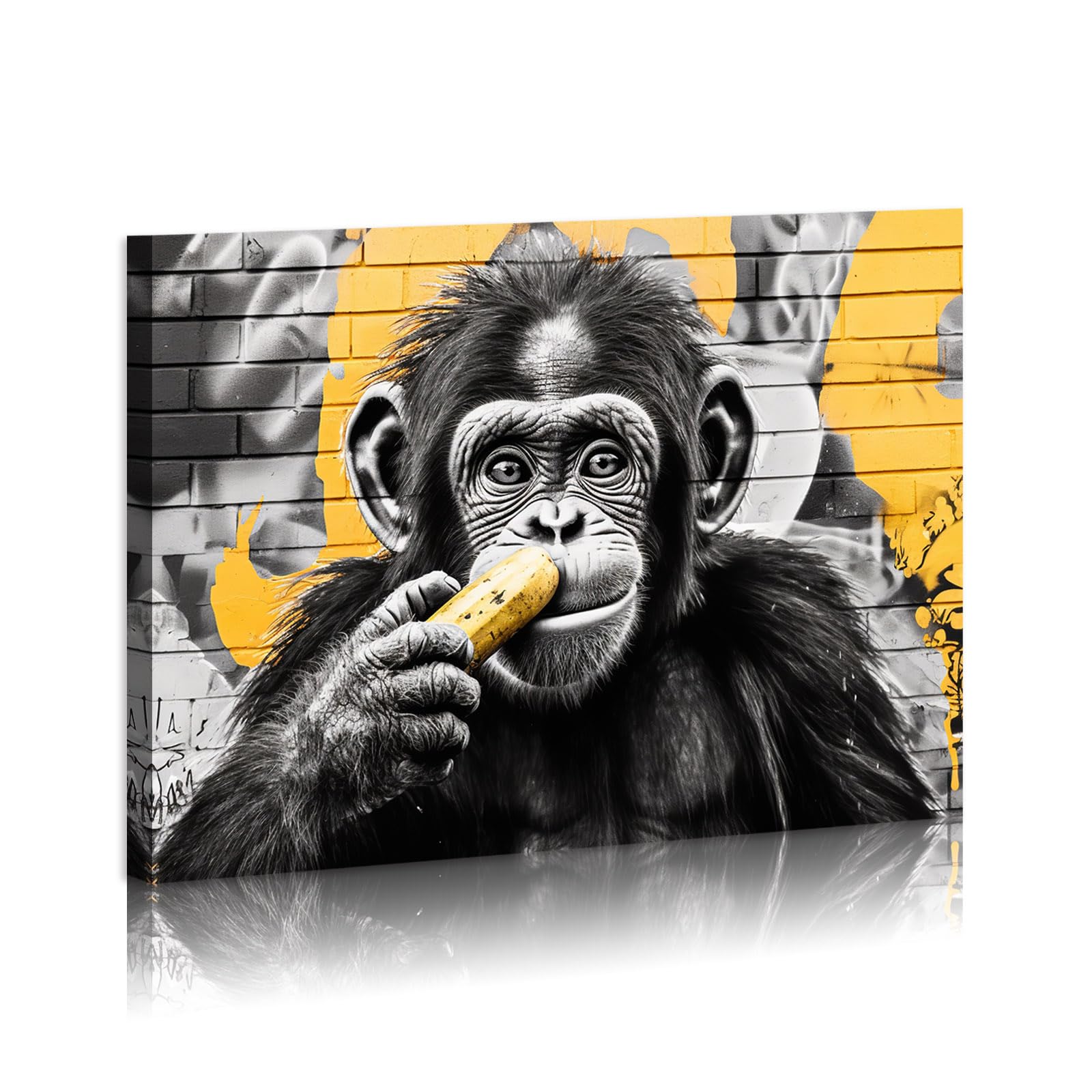 Monkey Chimpanzee Canvas Wall Art Modern Animal Pop Art Animal Paintings Contemporary Artwork For Bathroom Bedroom Living Room K