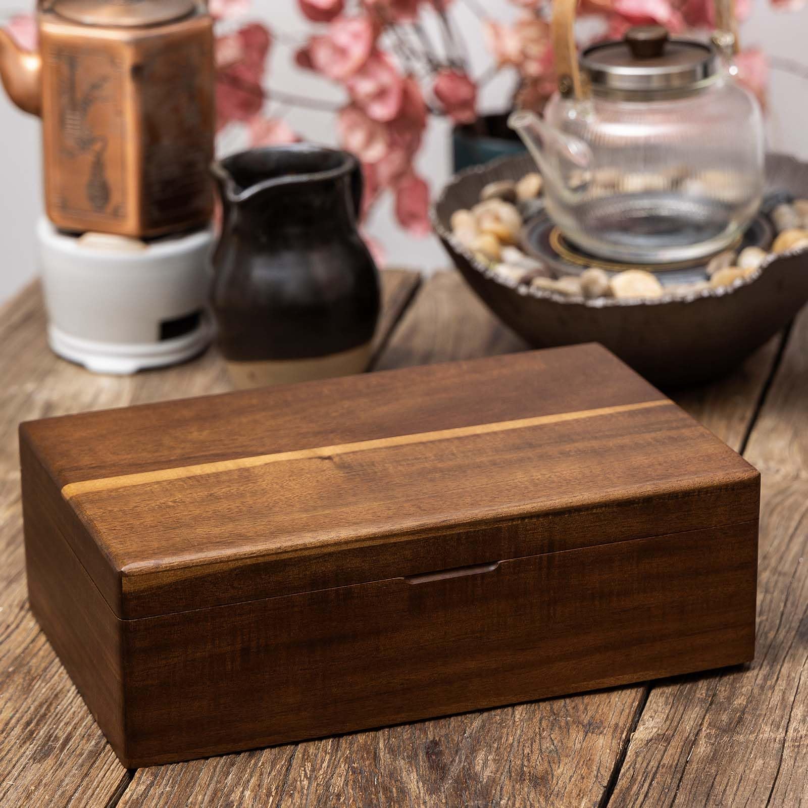 Acacia Wooden Tea Bag Organizers, Tea Packet Storage Boxes, Tea Caddy For Tea Bags Chest, Teabag Holder Containers, Teabox Stati