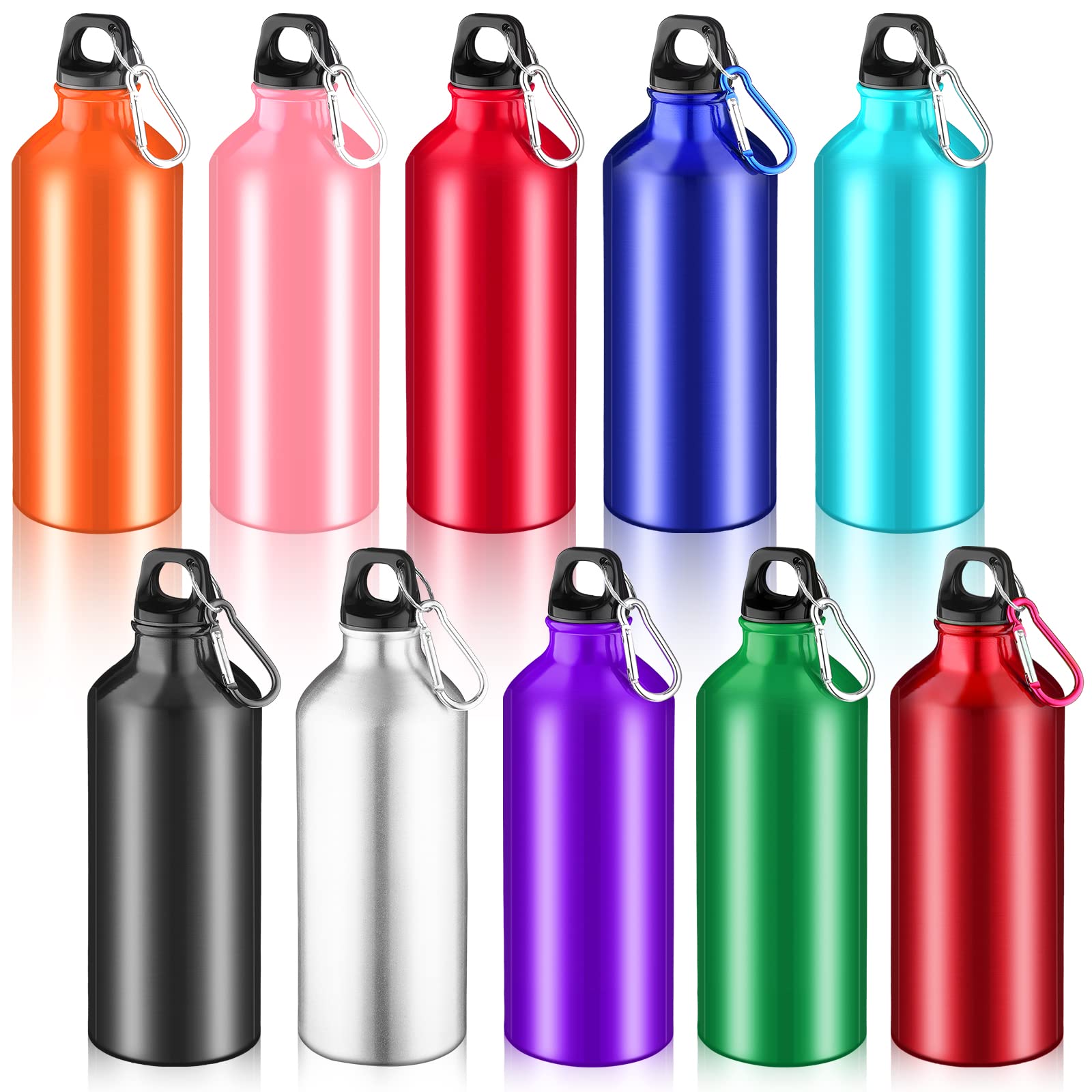 10 Pack 20 oz Aluminum Water Bottles Lightweight Reusable Bottles Aluminum