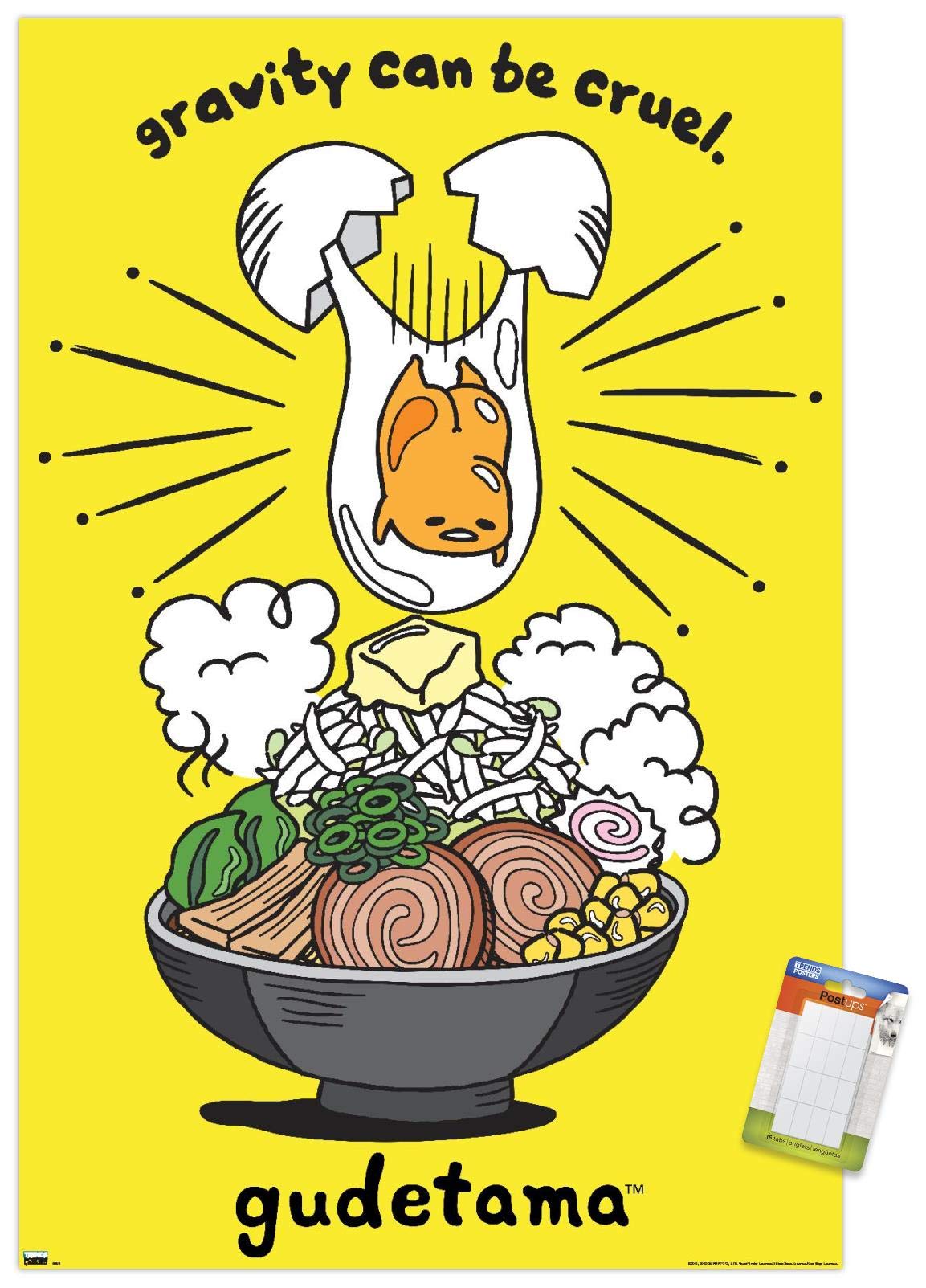Trends International Gudetama - Gravity Wall Poster, 22.375'' X 34'', Poster & Mount Bundle