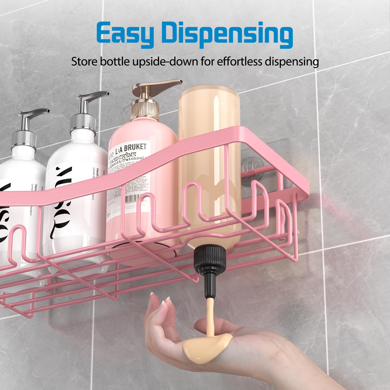 Youvip Pink Shower Caddy, Shower Organizers [5-Pack], Rustproof Bathroom Shower Shelves For Inside Shower, Adhesive Shower Caddy
