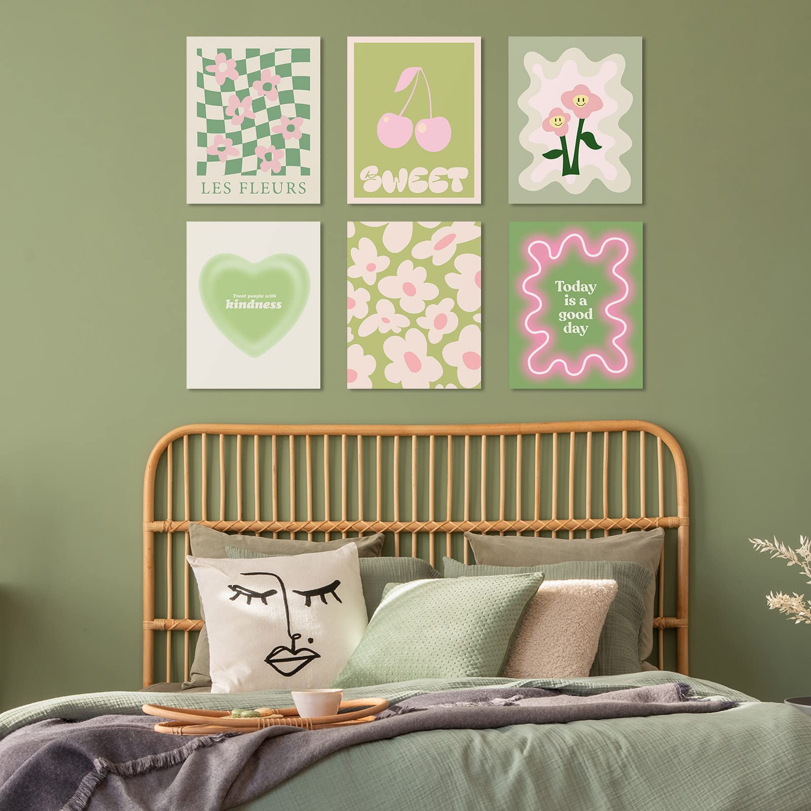Habseligkeit Green Danish Pastel Wall Decor For Girls Dorm, Aesthetic Cute Room Decor, Preppy Wall Art Prints For Room Decor Aes