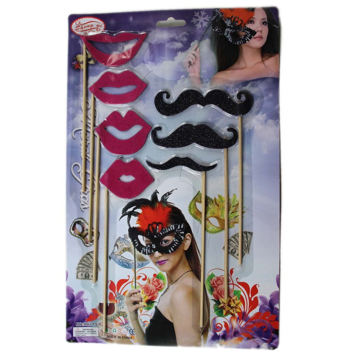 Funcart Lips & Moustache Photo Booth Prop (7 Piece Pack)