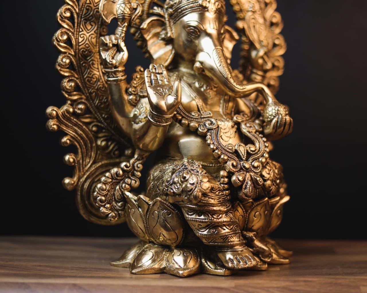 Mridaya Brass Ganesha Statue | 40 Cm Big Size Brass Ganesh Statue | Housewarming Gift | Hindu Wedding Gift | Elephant God Statue
