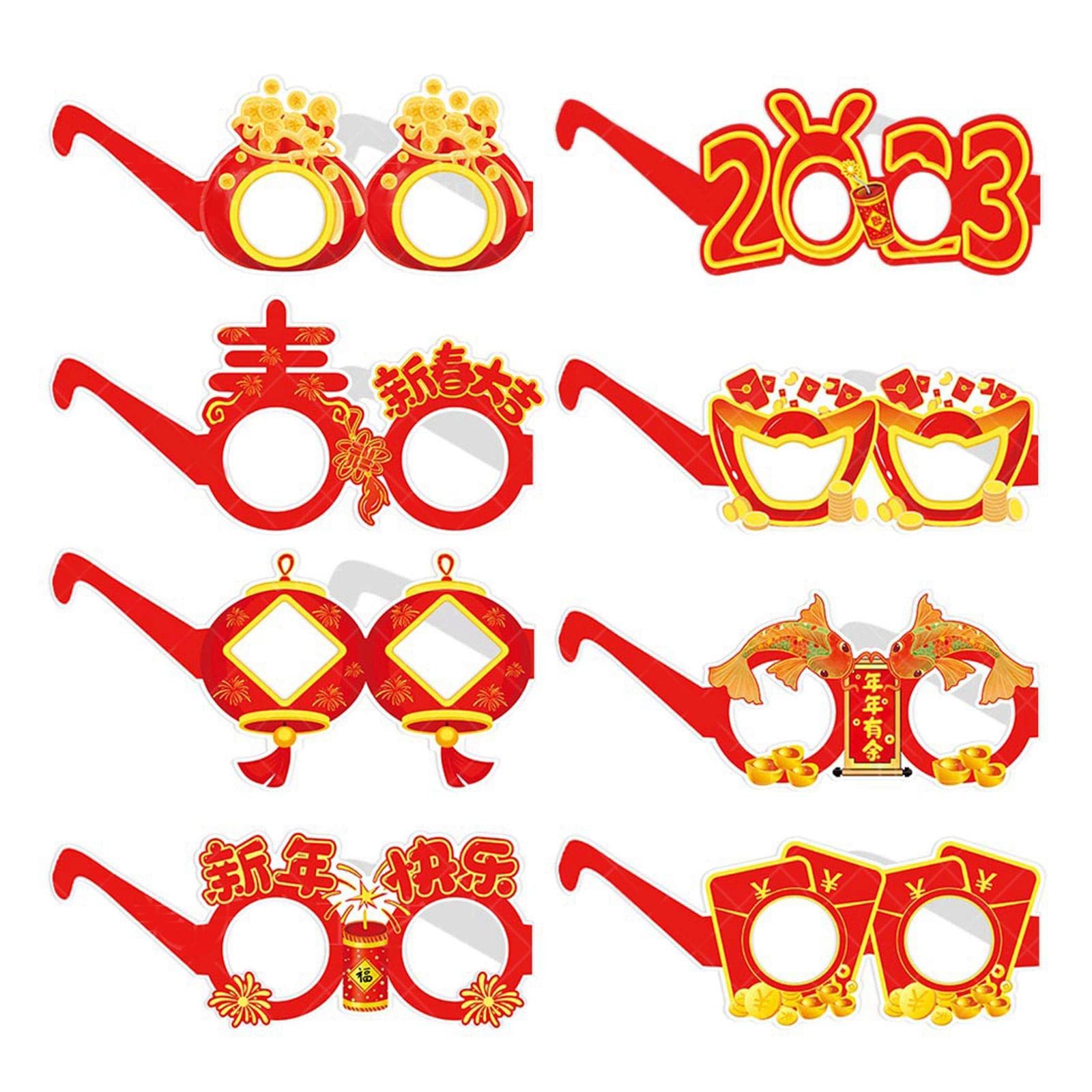 Enakshi 8x New Years Glasses Booth Props Kids Paper Frame Photo Prop Decorations|Home & Garden | Greeting Cards & Party Supply |