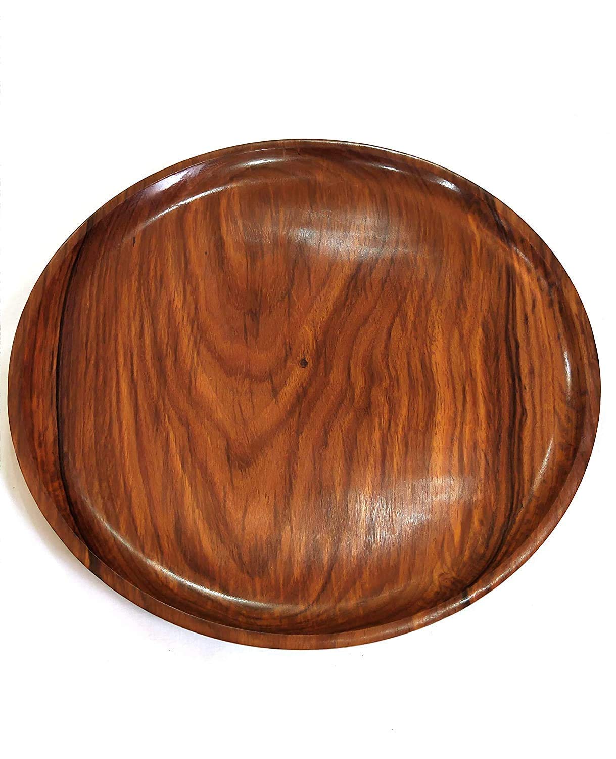 Shahaz Crafts Beautiful Table Decor Round Shape Wooden Serving Tray/Platter For Home And Kitchen (8 Inch 1 Pc)