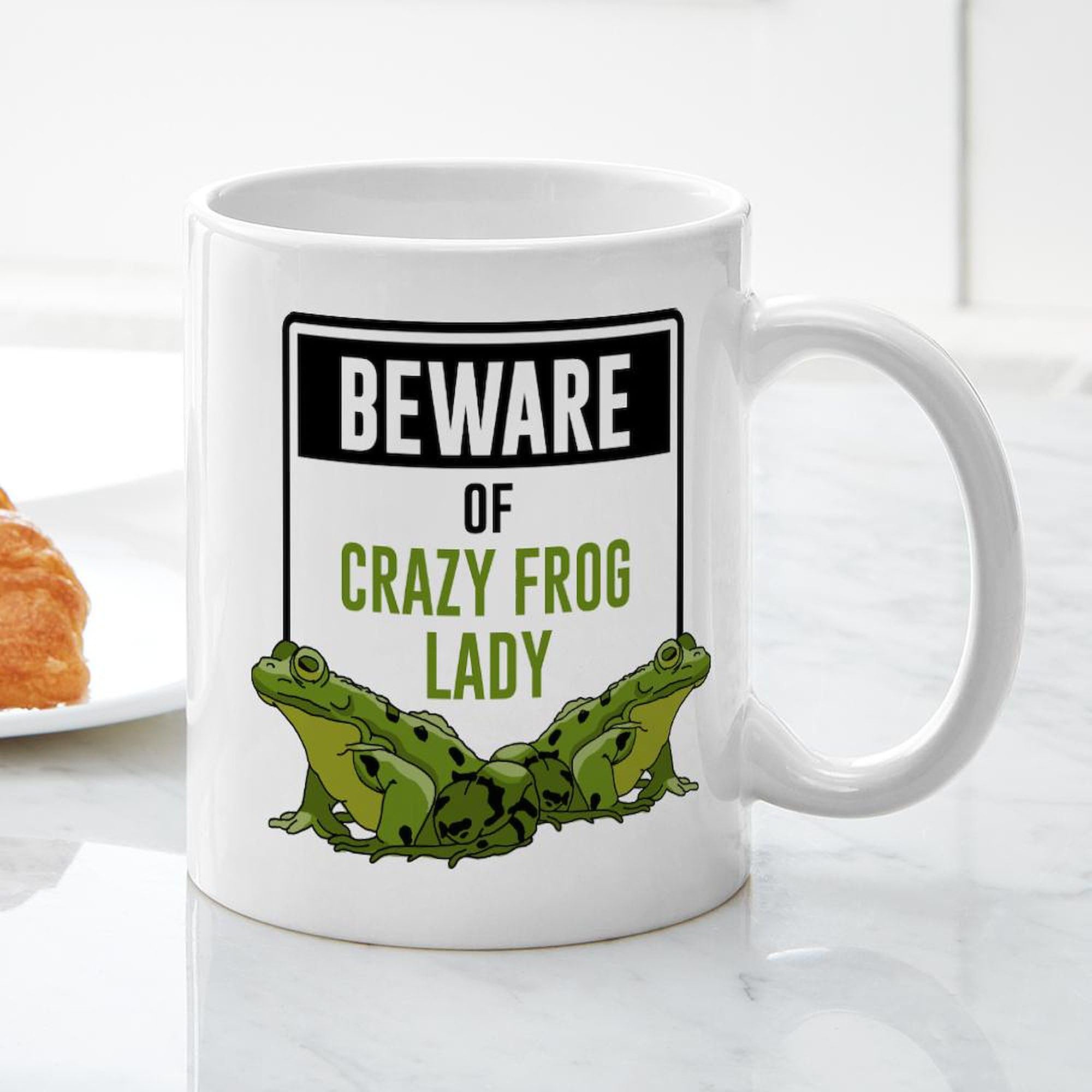 Cafepress Beware Of Crazy Frog Lady 11 Oz (325 Ml) Ceramic Coffee Mug