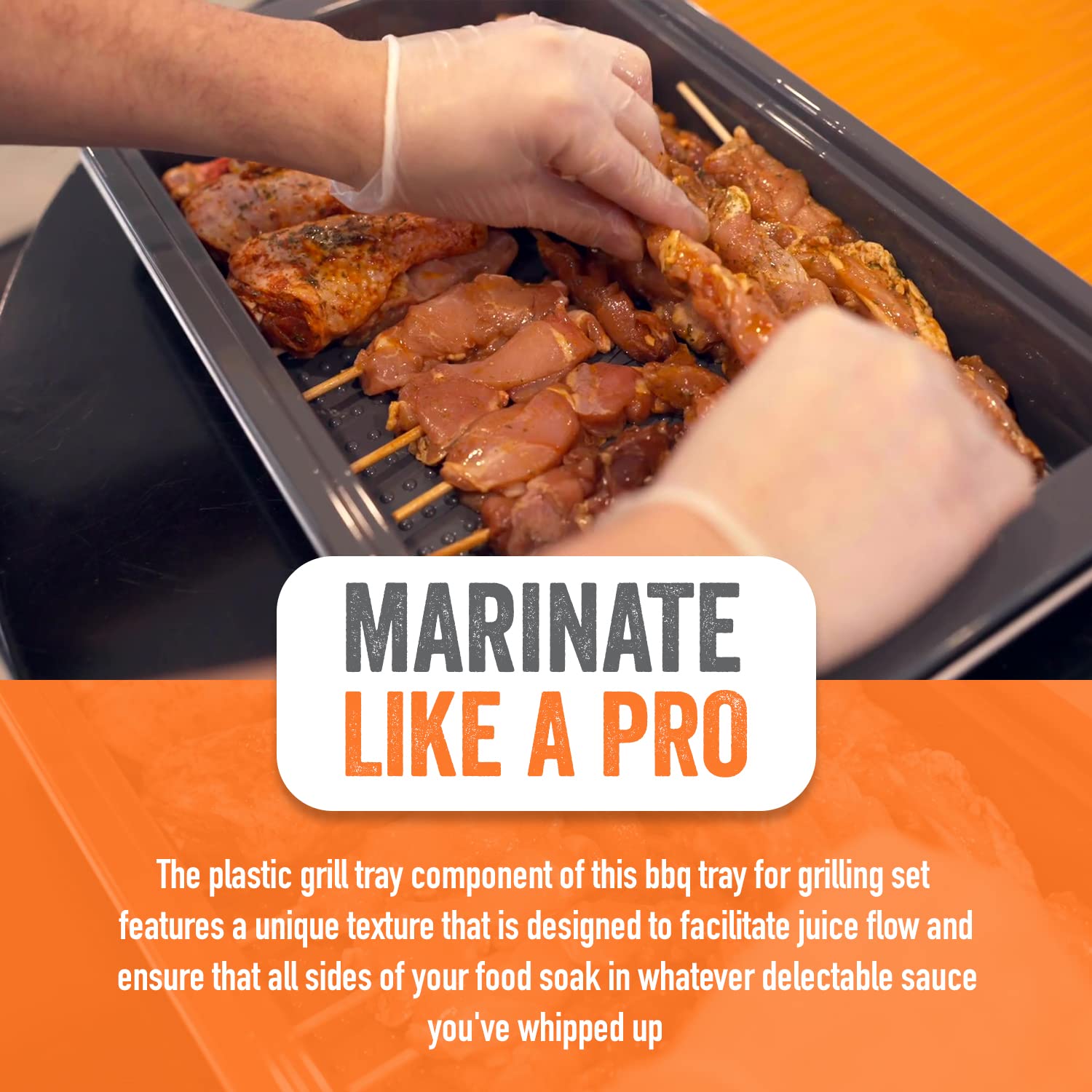 Prep N Serve Premium Set - Plastic Container With Lid For Marinades, Stainless Steel Serving Tray, Aluminum Defrosting Tray, And