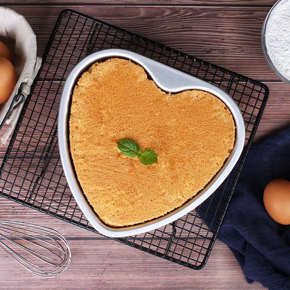 Good News Deep Heart Cake Pan With Removable Bottom 6'',2 Pcs Aluminum Push Pan Cheesecake Pan Chiffon Cake Mold For Oven Baking