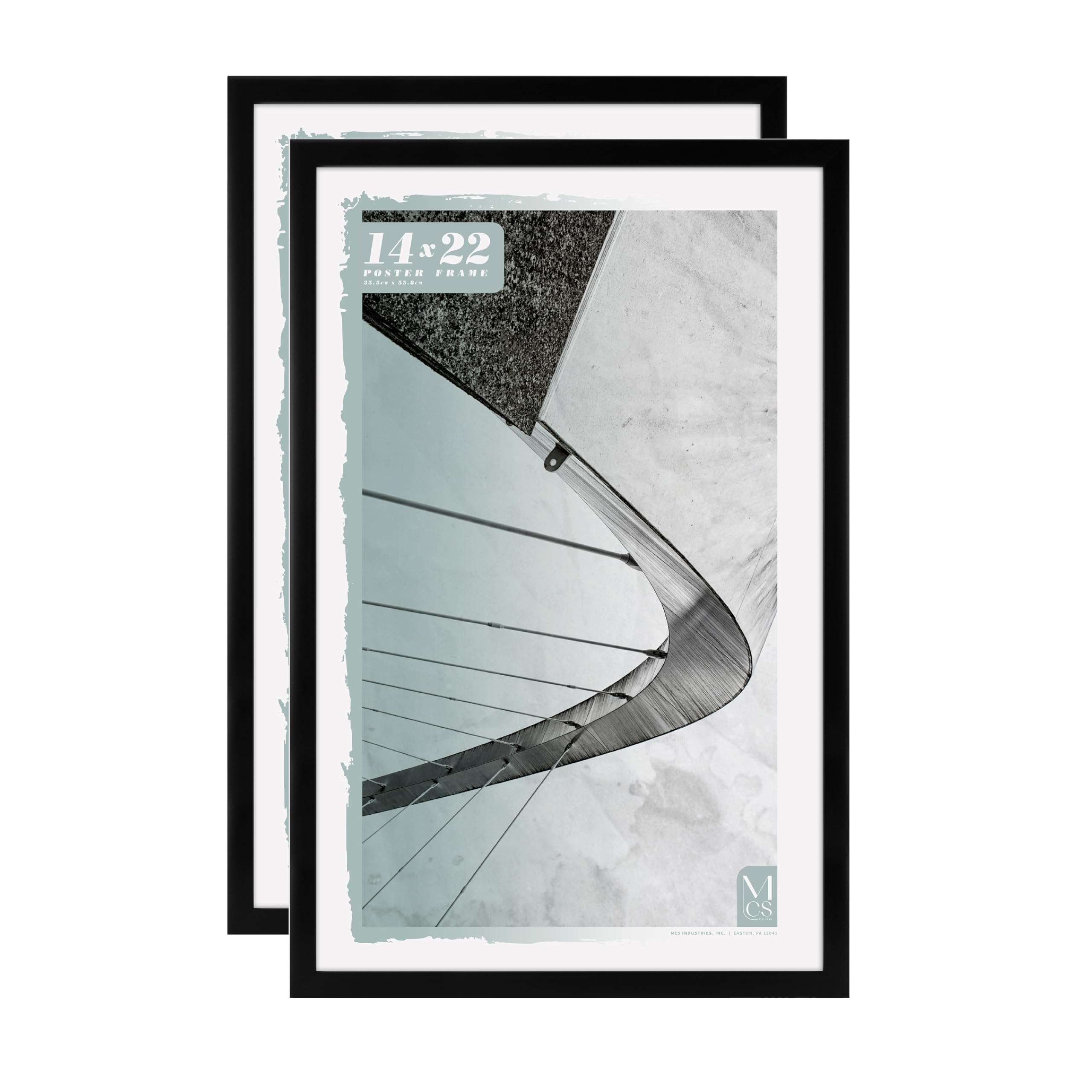MCS Foundation 14x22 Poster Frame Traditional Black, Vertical & Horizontal Wall Hanging Large Picture Frame for Photos, Posters 