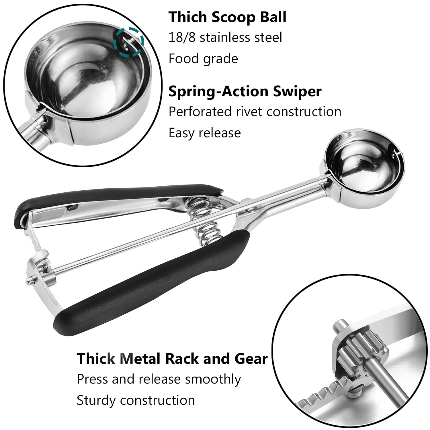 Junadael J Mini Cookie Scoop 1 Tsp, Extra Small Cookie Scoop, 1 Teaspoon Cookie Dough Scoop, Melon Baller Scoop, Ice Cream Scoop