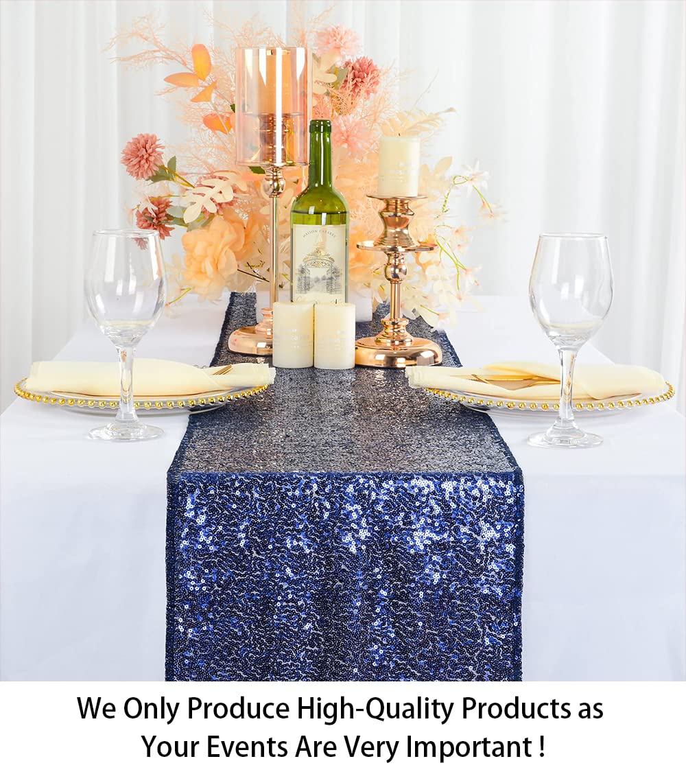Shinybeauty Navy-Table-Runners-15 Pieces-12 X108-Sequin-Table-Runners Wedding Catering Navy Blue Table Runner Christmas Decorati