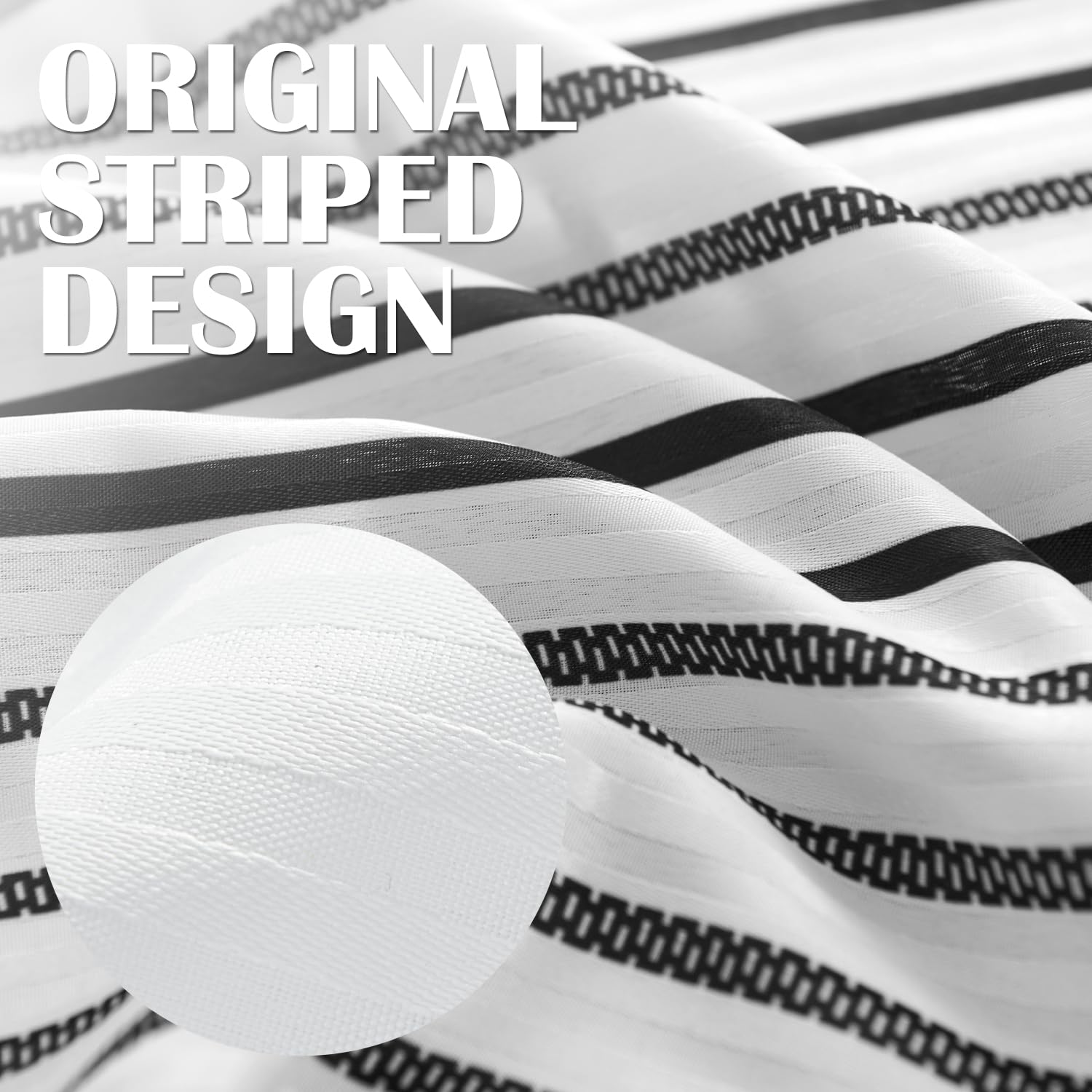 Jinchan Small Stall Shower Curtain 36X72 Inches Fabric Shower Curtain Black And White Striped Shower Curtain For Bathroom With H