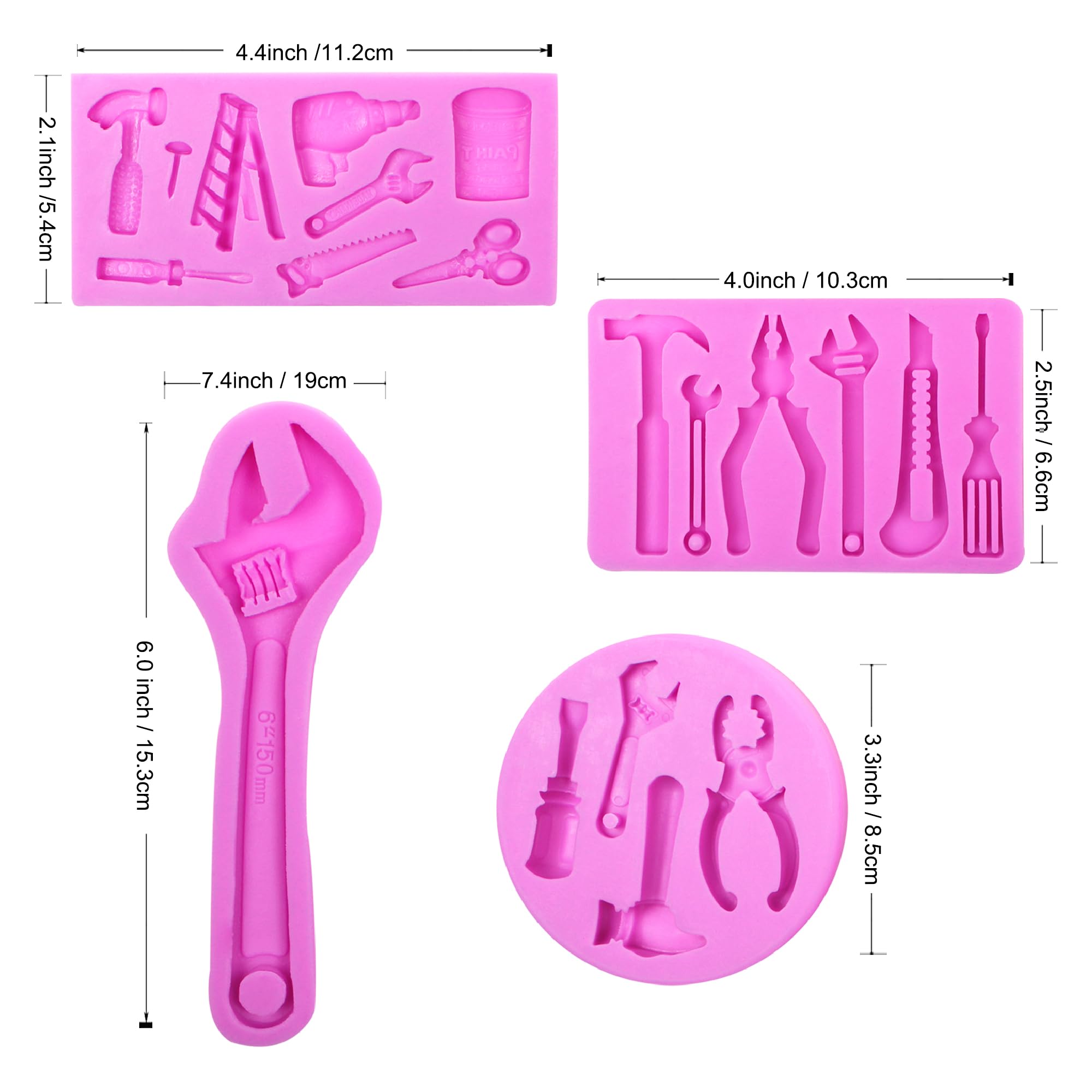 Construction Tools Silicone Molds, Hand Tools Wrench Chocolate Molds, Ladder Screwdriver Scissor Fondant Baking Molds For Cake D