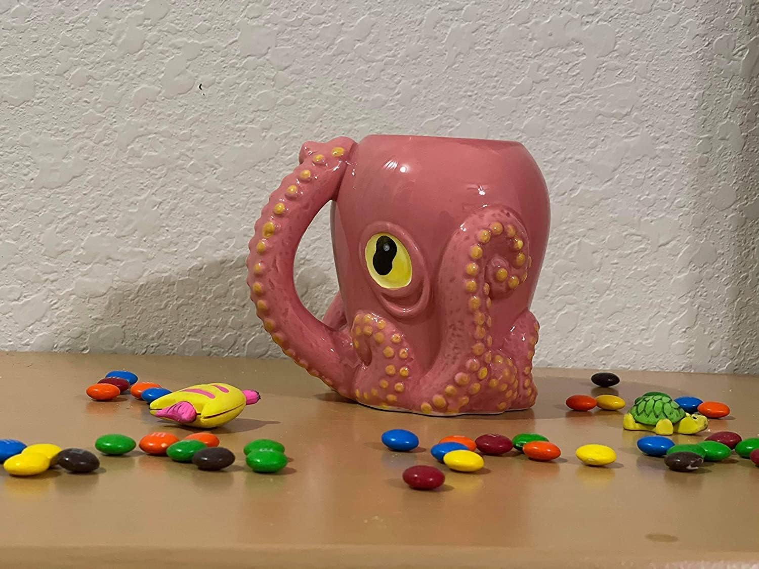 Pink Octopus Ceramic 3D Coffee Mug with Tentacle Handle