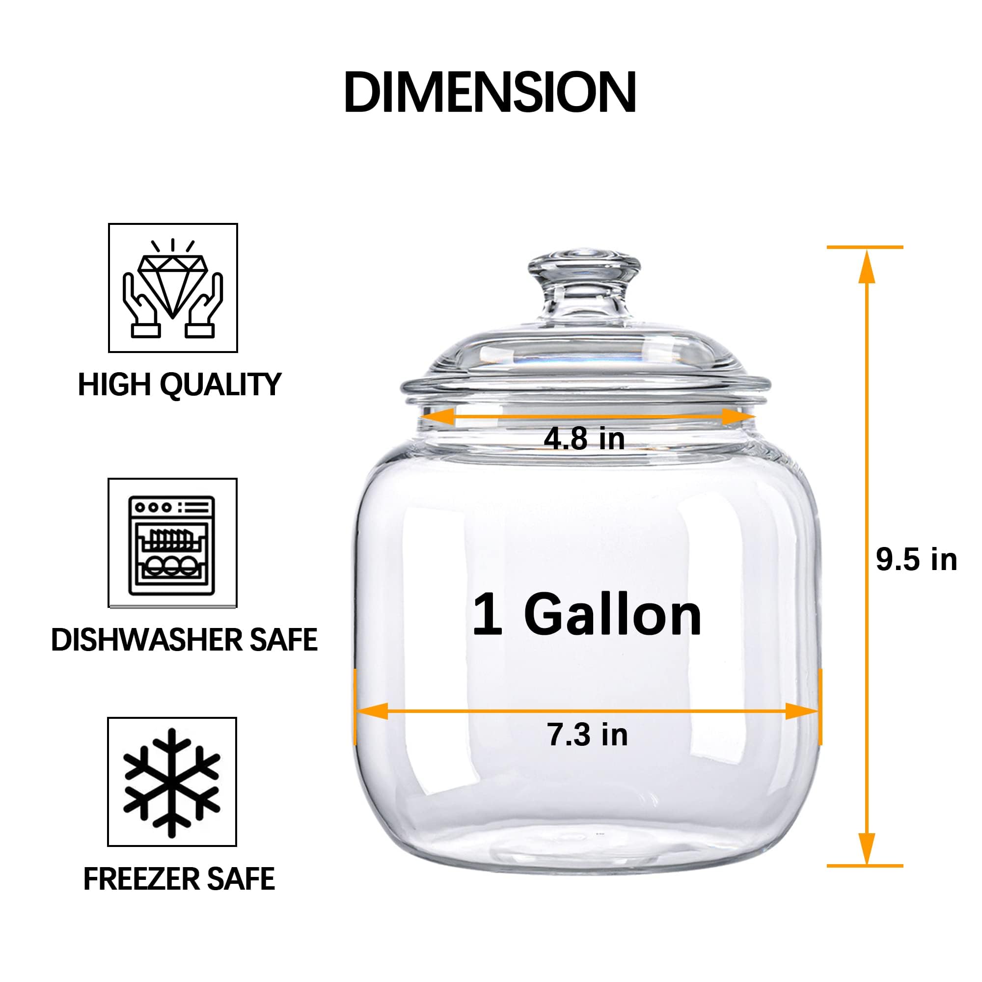 Yuejum 128 Oz Unbreakable & Dishwasher Safe Airtight Food Storage Canister | 1 Gallon Premium Plastic Shatterproof Apothecary Ja