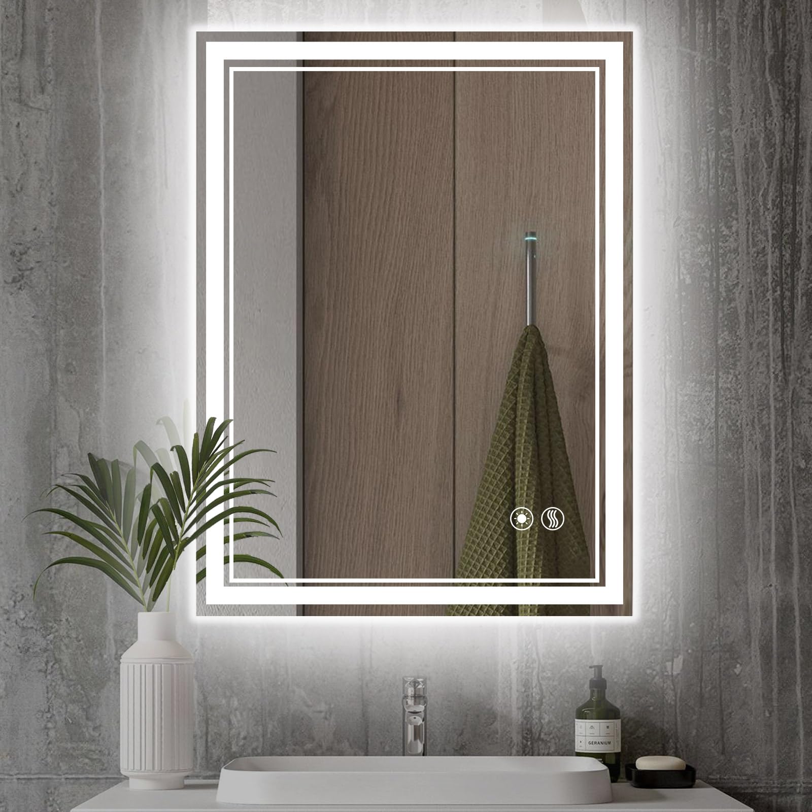 Getovin 24 X 36'' Led Bathroom Mirror With Lights Anti-Fog Dimmable 3 Colors Stepless Brightness Front And Backlit Led Mirror Fo