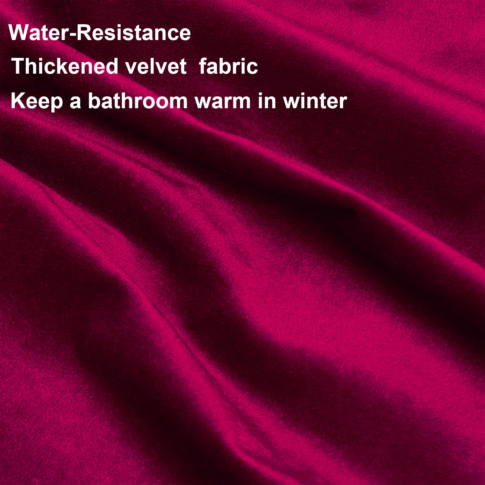 Velvet Burgundy Shower Curtains For Bathroom,260 Gsm Heavy-Duty Red Fabric Luxury Shower Curtain With Hooks, Washable, Thicken,W