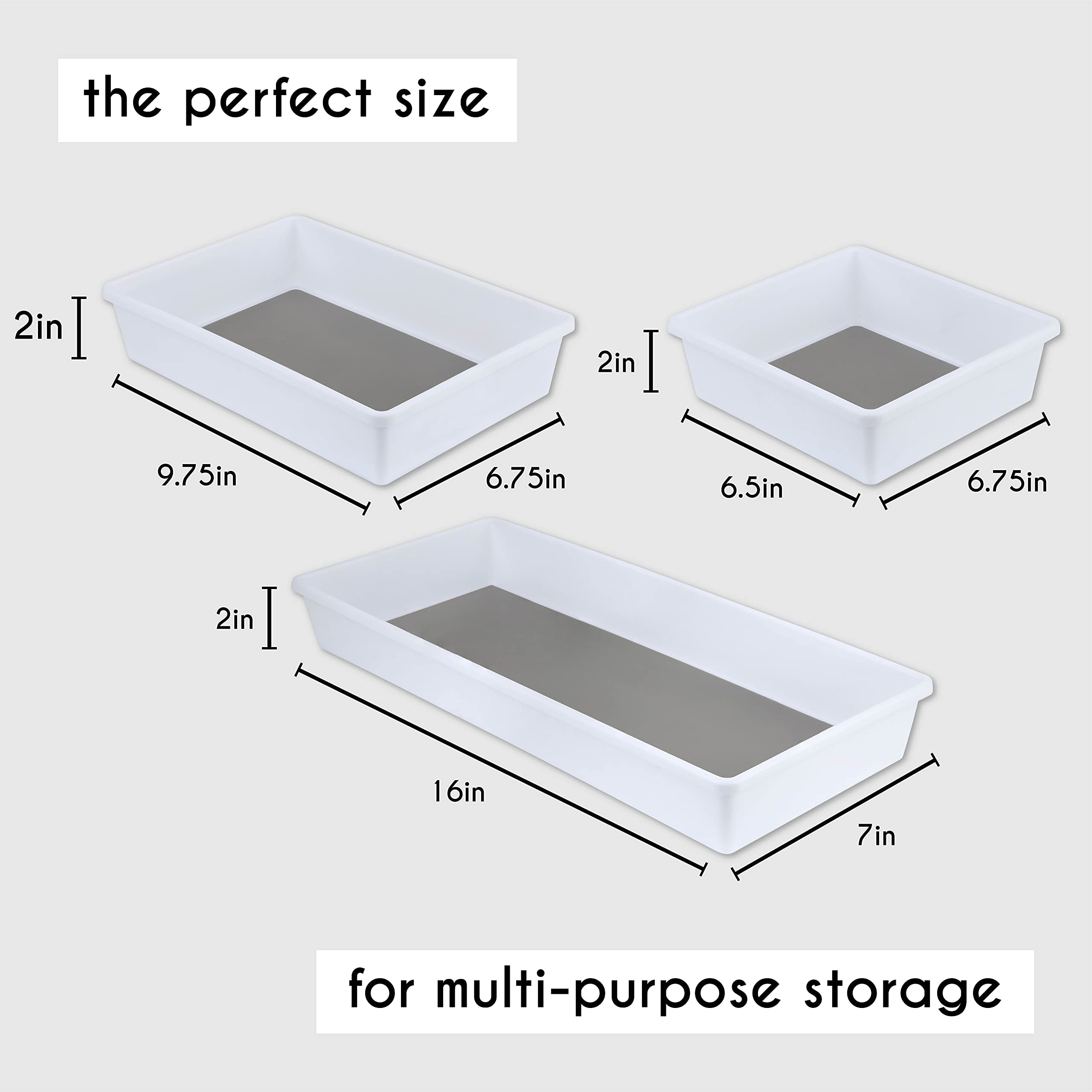 LIVORINI Drawer Organizers Set of 6 | Kitchen & Desk Storage Trays | White | Model SKY348