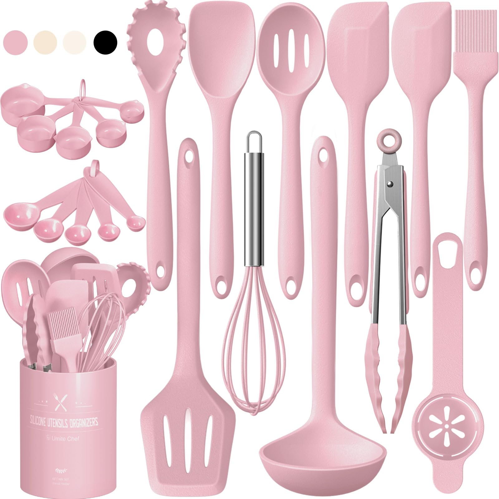 Umite Chef 22Pcs Silicone Cooking Utensils Set, Heat Resistant Silicone Kitchen Spatulas Set With Holder, Cooking Gadgets Tools