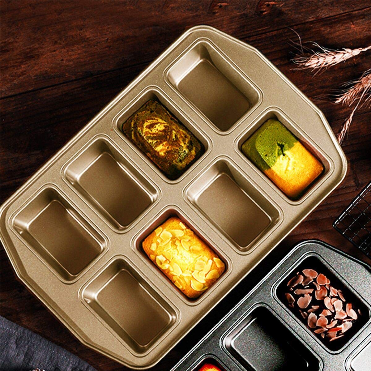 Kilimazart Non-Stick Mini Loaf Pan Cake Bread Baking Tray Carbon Steel Bakeware 8-Cavity (Gray)