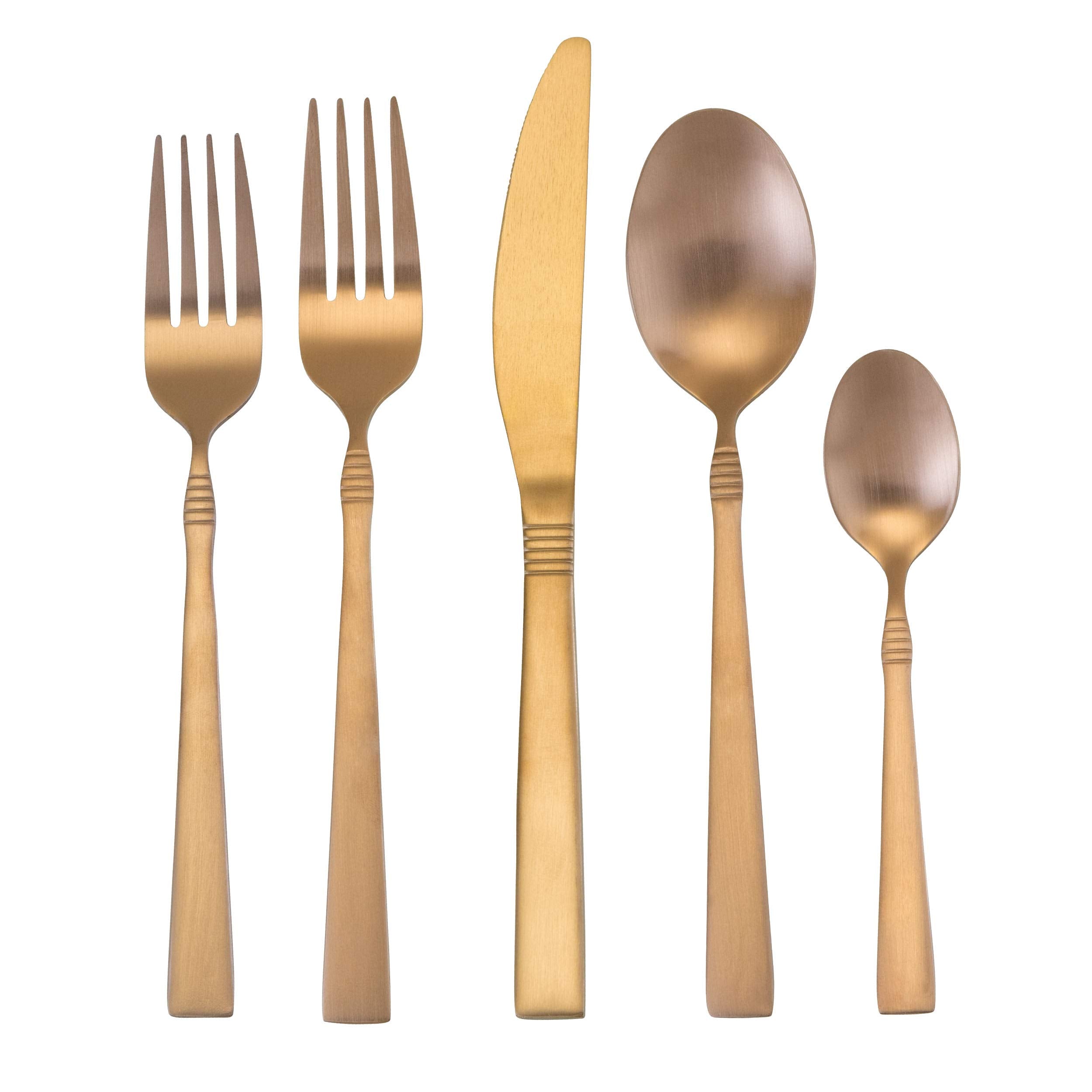 Megachef Cravat 20 Piece Flatware Utensil Set, Stainless Steel Silverware Metal Service For 4 In Matte Rose