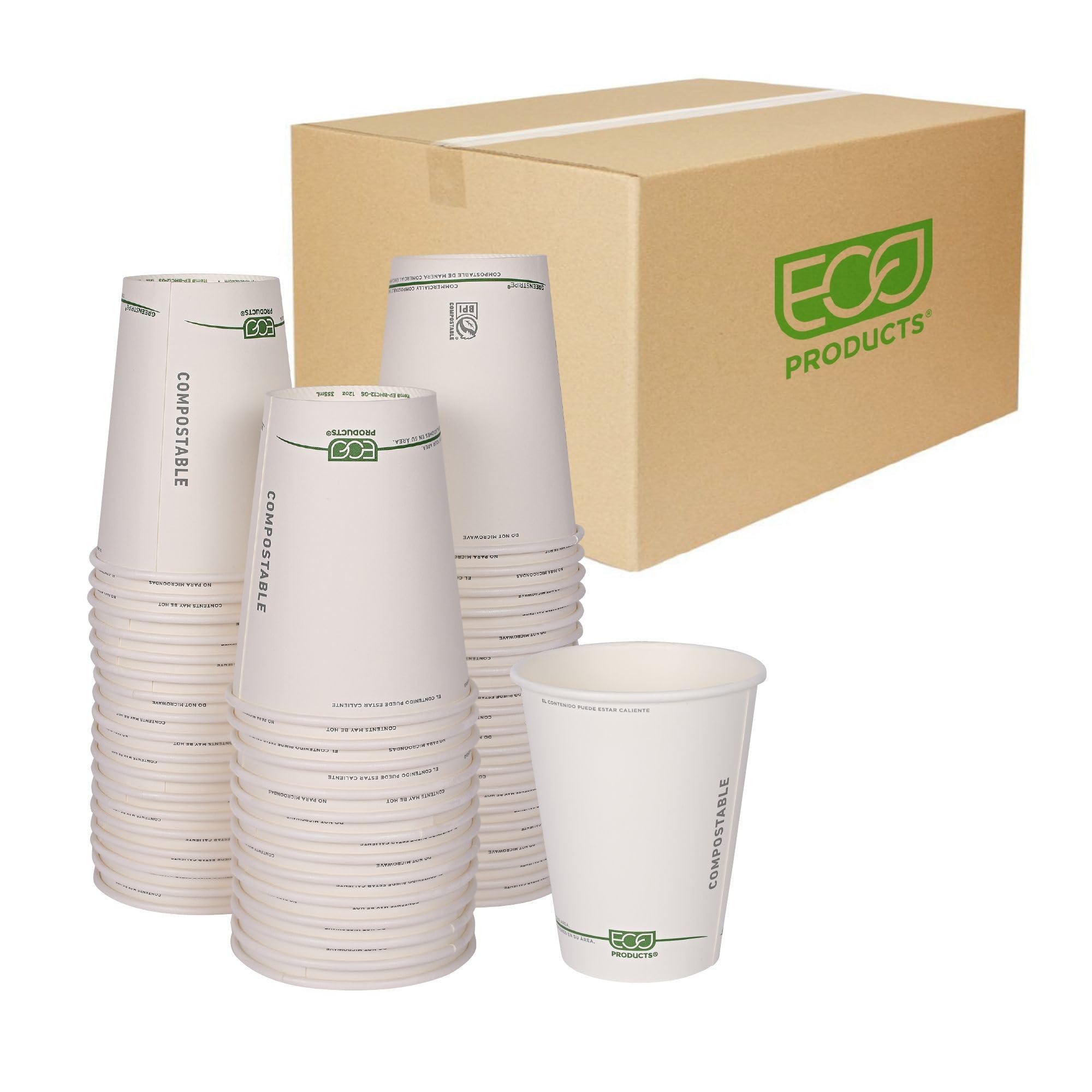 ECO PRODUCTS GreenStripe Disposable Paper Hot Cups, 12 oz, 1000 Count