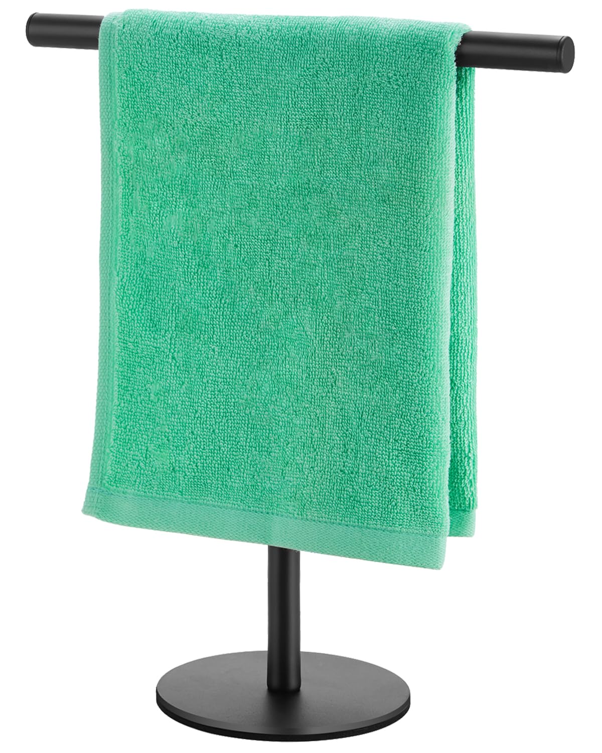 Hand Towel Holder For Bathroom, T-Shape Free Standing Towel Bar Rack Stand, Matte Black Hand Towel Rack For Bathroom Kitchen Van