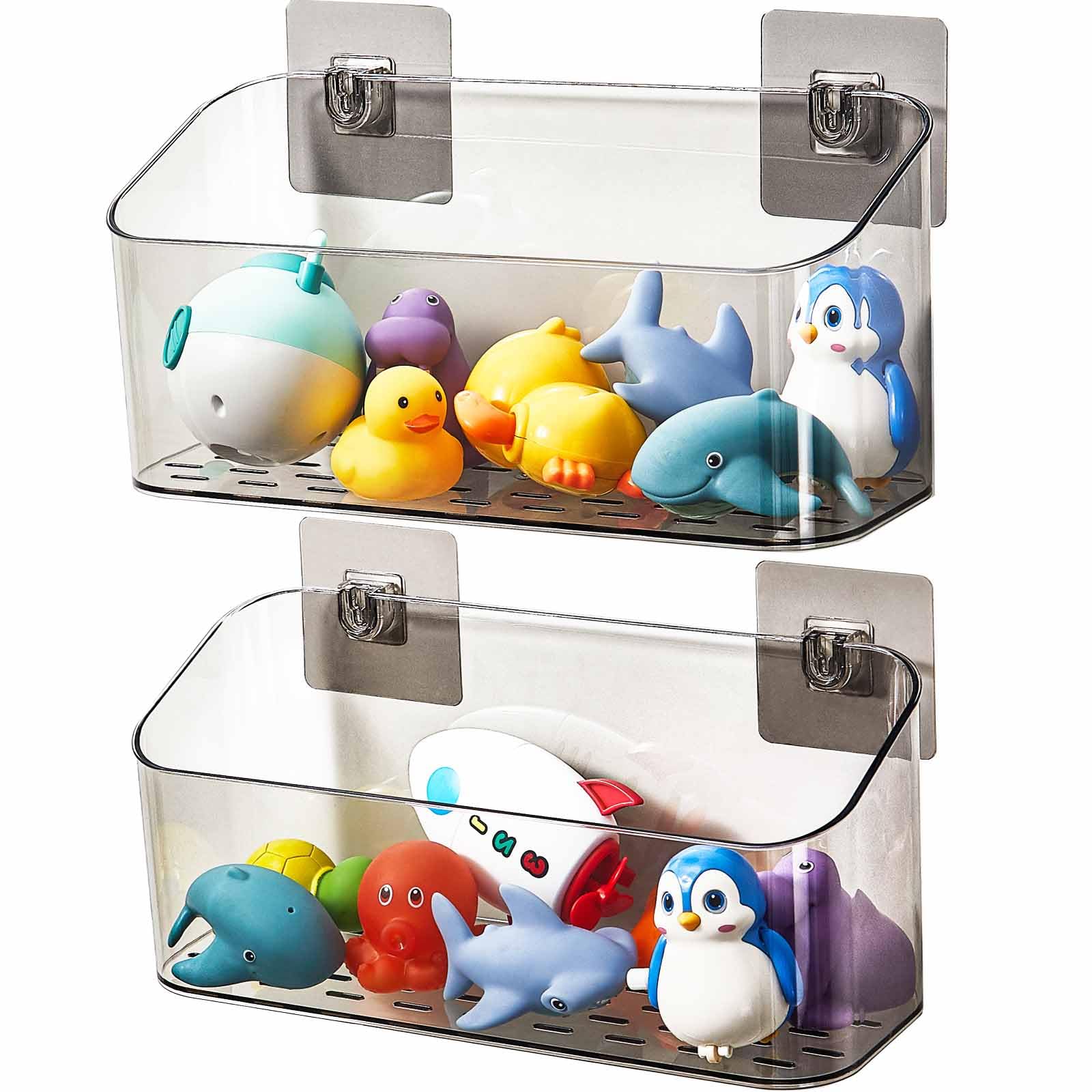 Eunion Bath Toy Storage Organizer, Bathtub Toy Storage Holder, Large Capacity Wall Mounted Shower Caddy Shower Organizer, No Dri