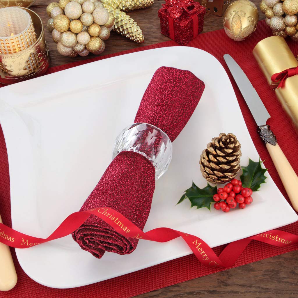 Mdluu 4 Pcs Crystal Napkin Rings, 2.3'' Diameter Serviette Buckles, Clear Napkin Holder Rings For Christmas, Thanksgiving, Weddi