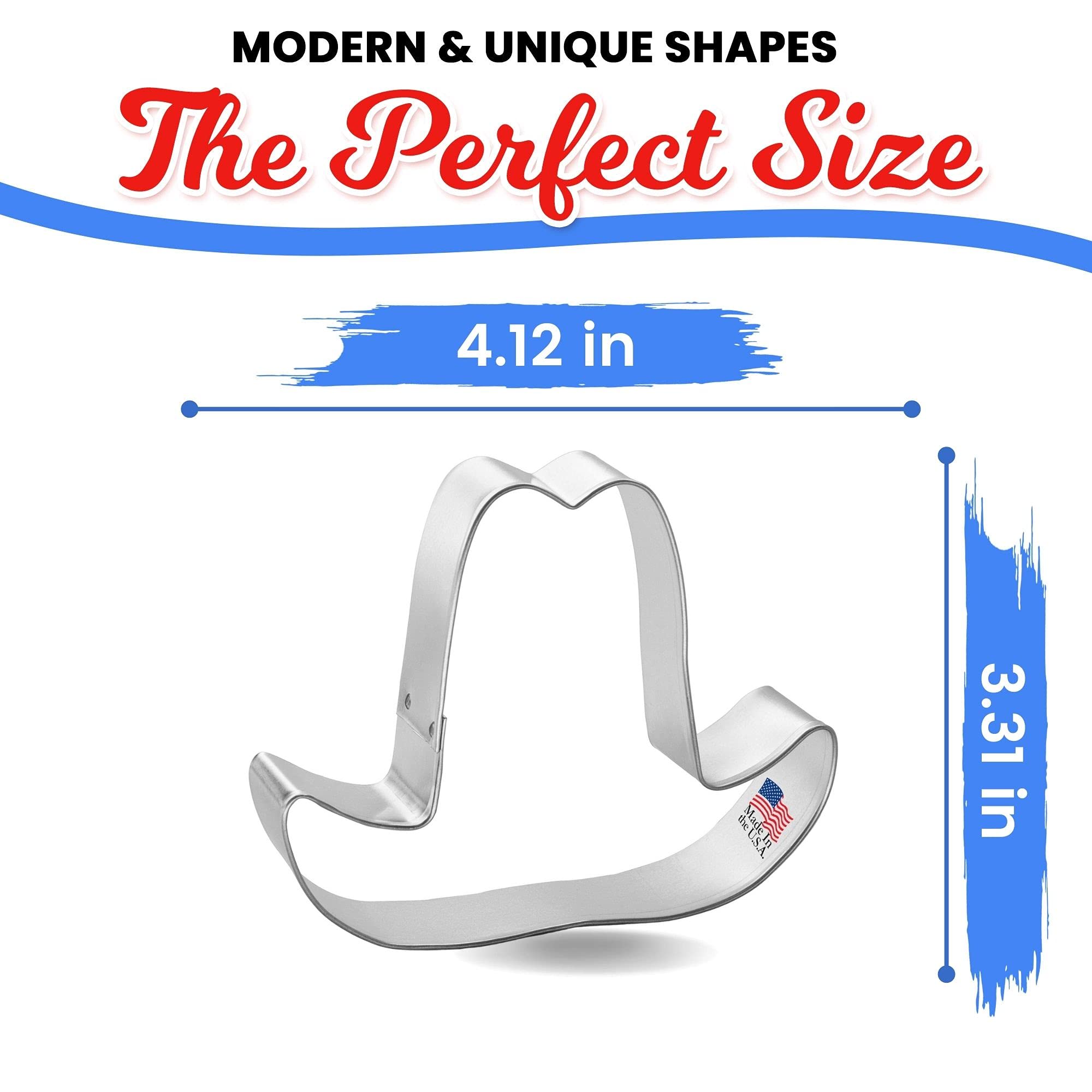 Foose Cowboy Hat Cookie Cutter 3.5 Inch -Tin Plated Steel Cookie Cutters - Cowboy Hat Cookie Mold