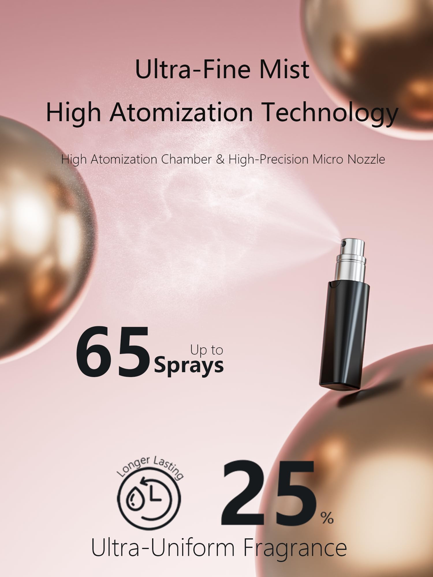Perfume Pod Atom Refillable Perfume Atomizer (Atom01, Black)